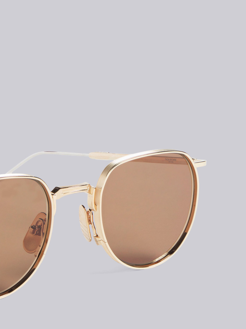 Thom Browne TB126 - White Gold And Brown Clubmaster Sunglasses outlook