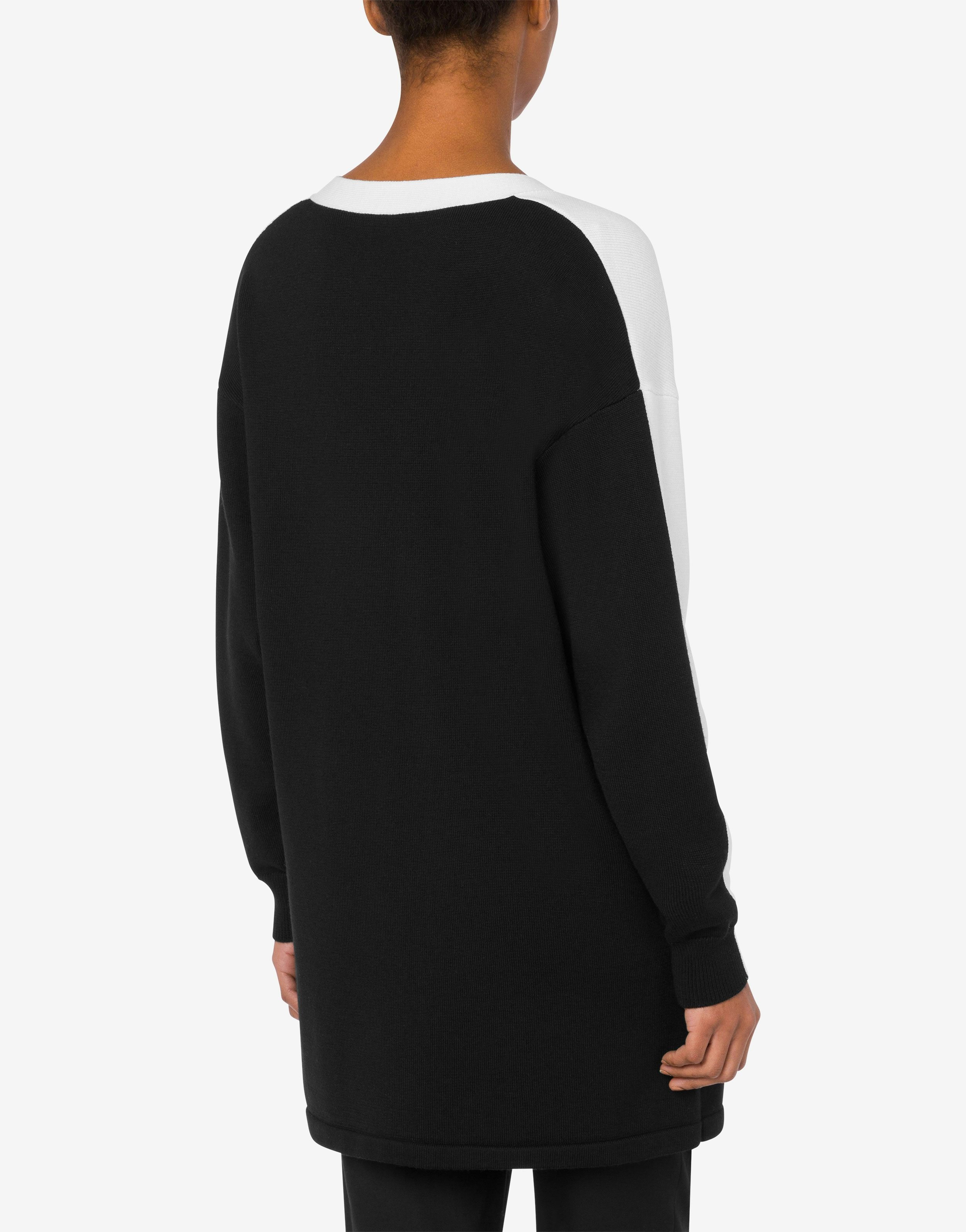 BLACK AND WHITE WOOL CARDIGAN - 3