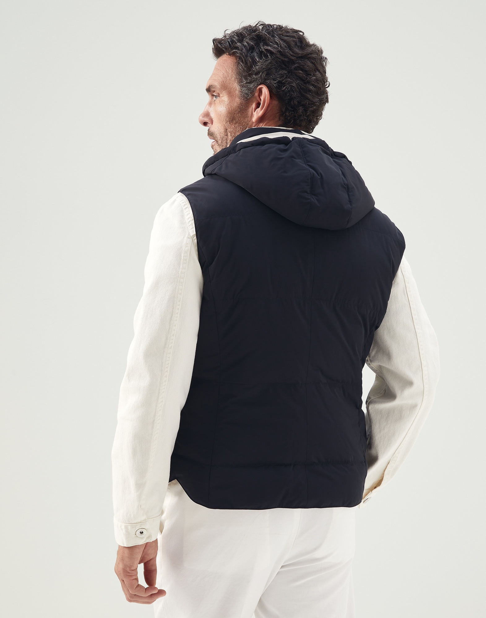 Bonded nylon down vest with detachable hood - 2