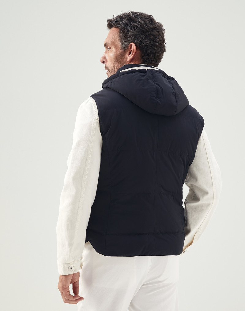Bonded nylon down vest with detachable hood 2