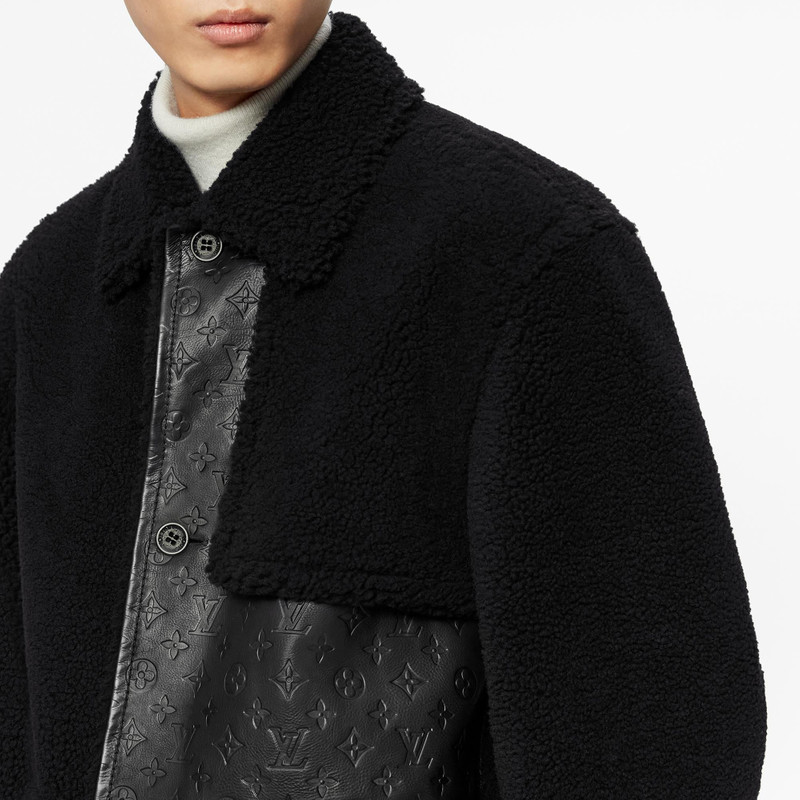 Shearling and Monogram Leather Business Coat 4