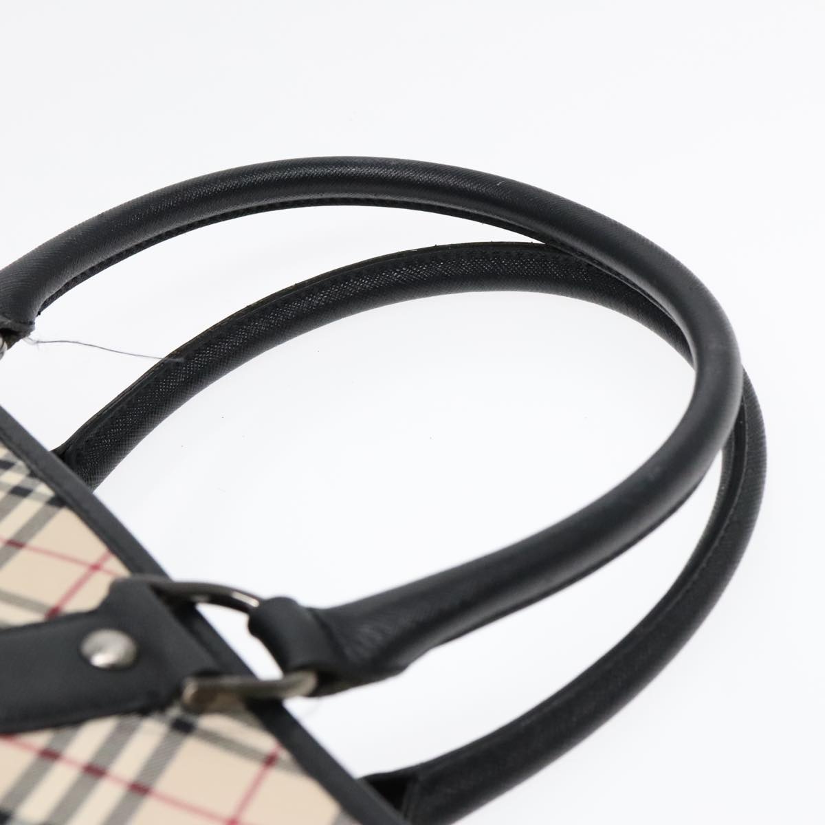 Burberry Nova Check Hand Bag Canvas Beige Black - 8