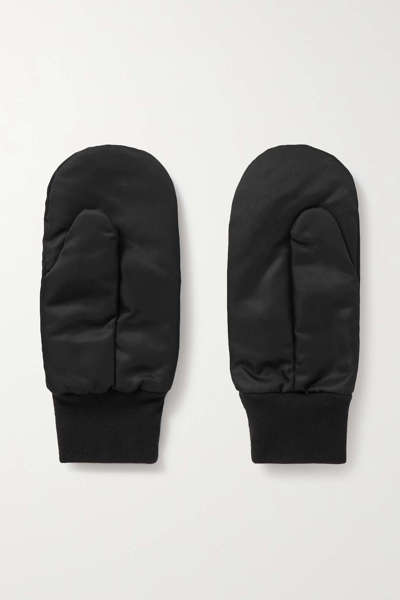 Leather-trimmed recycled nylon mittens - 3