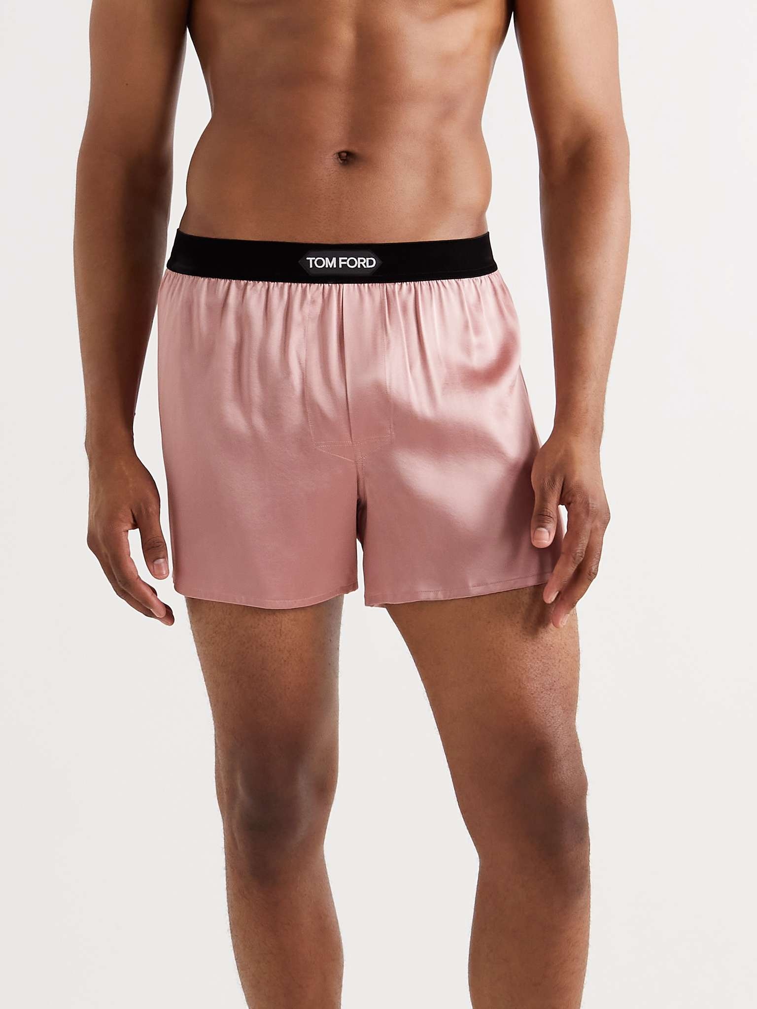 Velvet-Trimmed Stretch-Silk Satin Boxer Briefs - 2