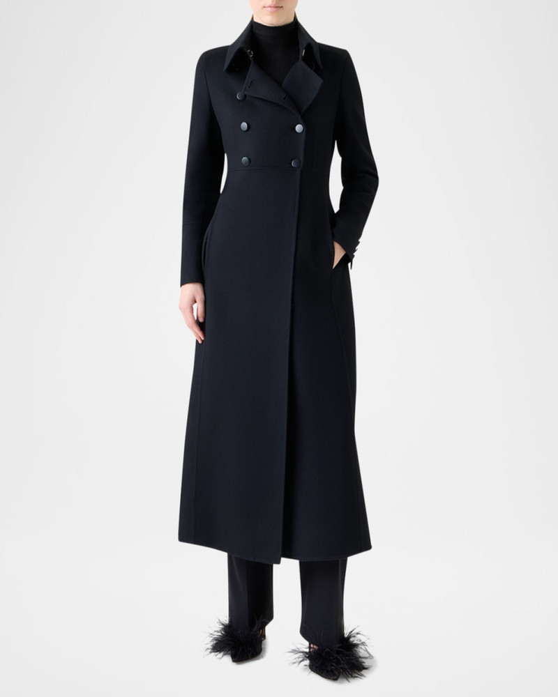 AKRIS Eva Double-Breasted Wool Double Face Long Coat outlook