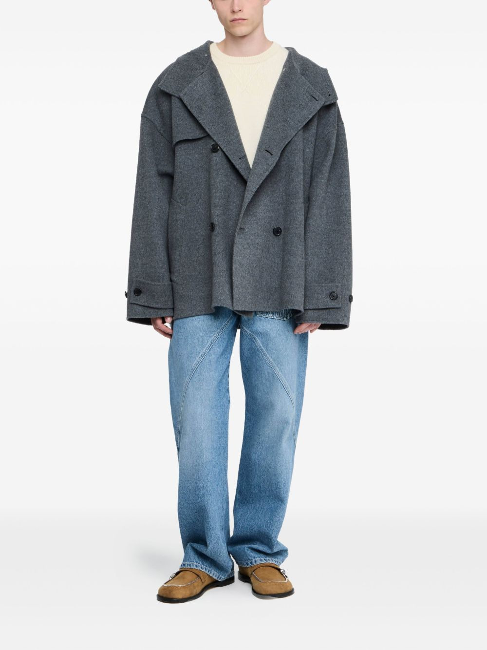 double-breasted hooded jacket - 2