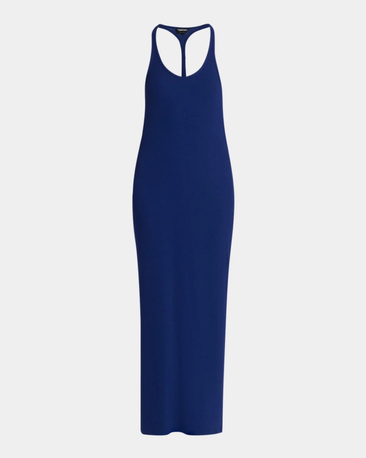 Ribbed Knit Racerback Midi Tank Dress - 1