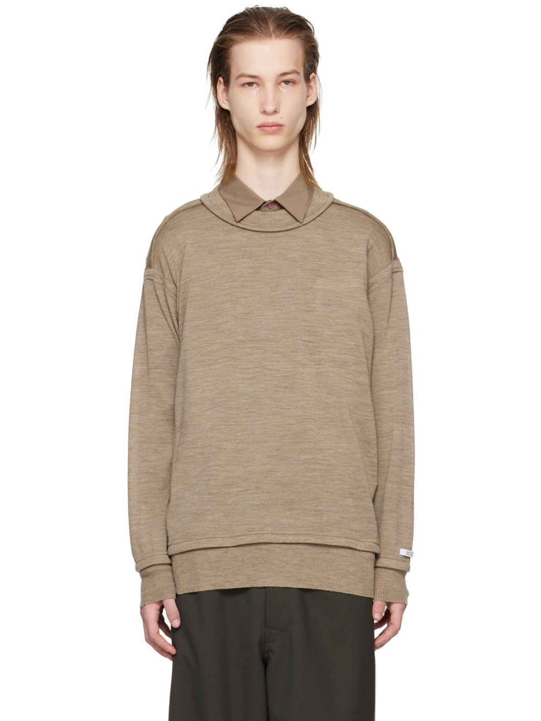 Taupe Exposed Seam Sweater - 1