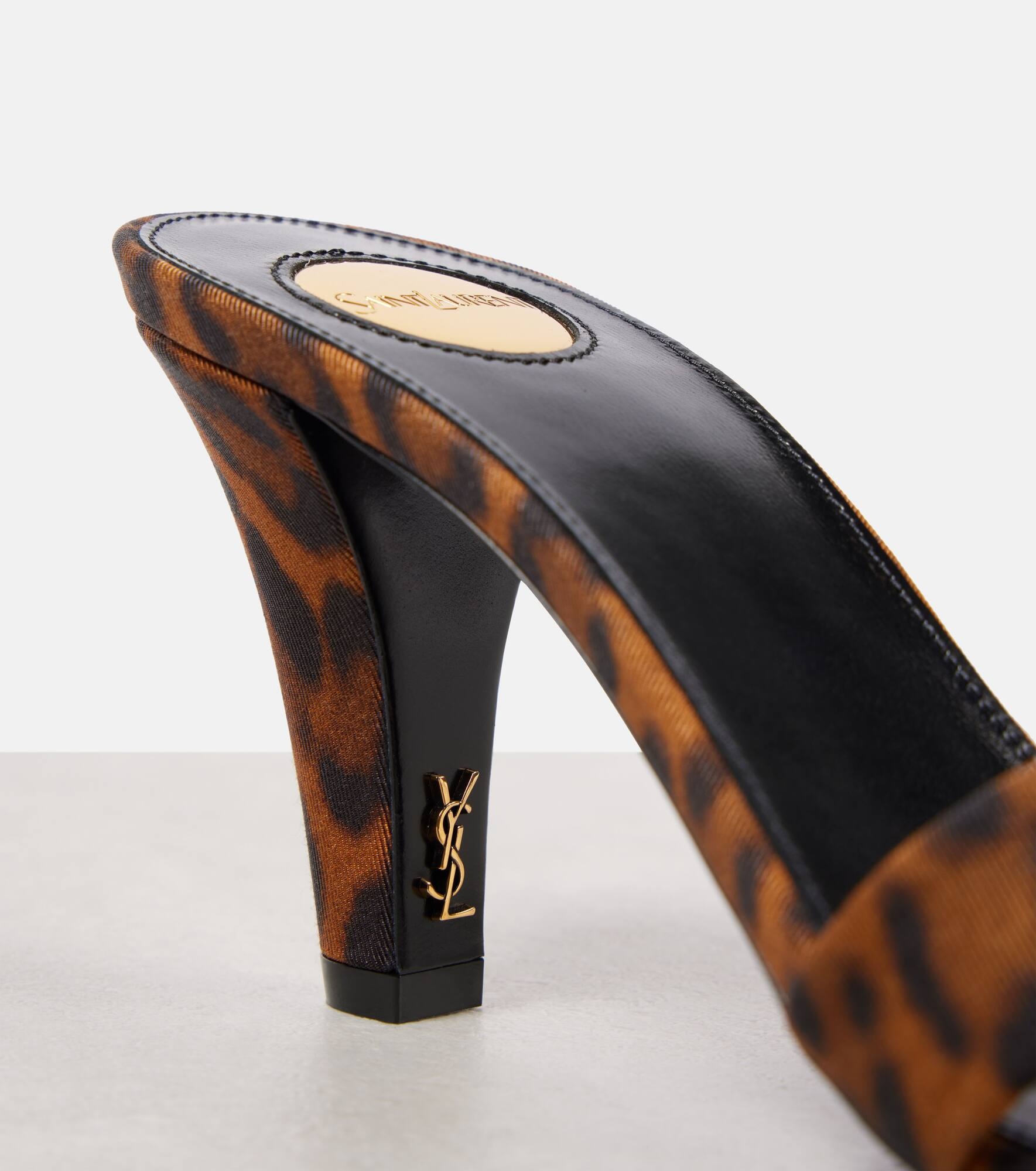 Jill 75 leopard-print satin mules - 5