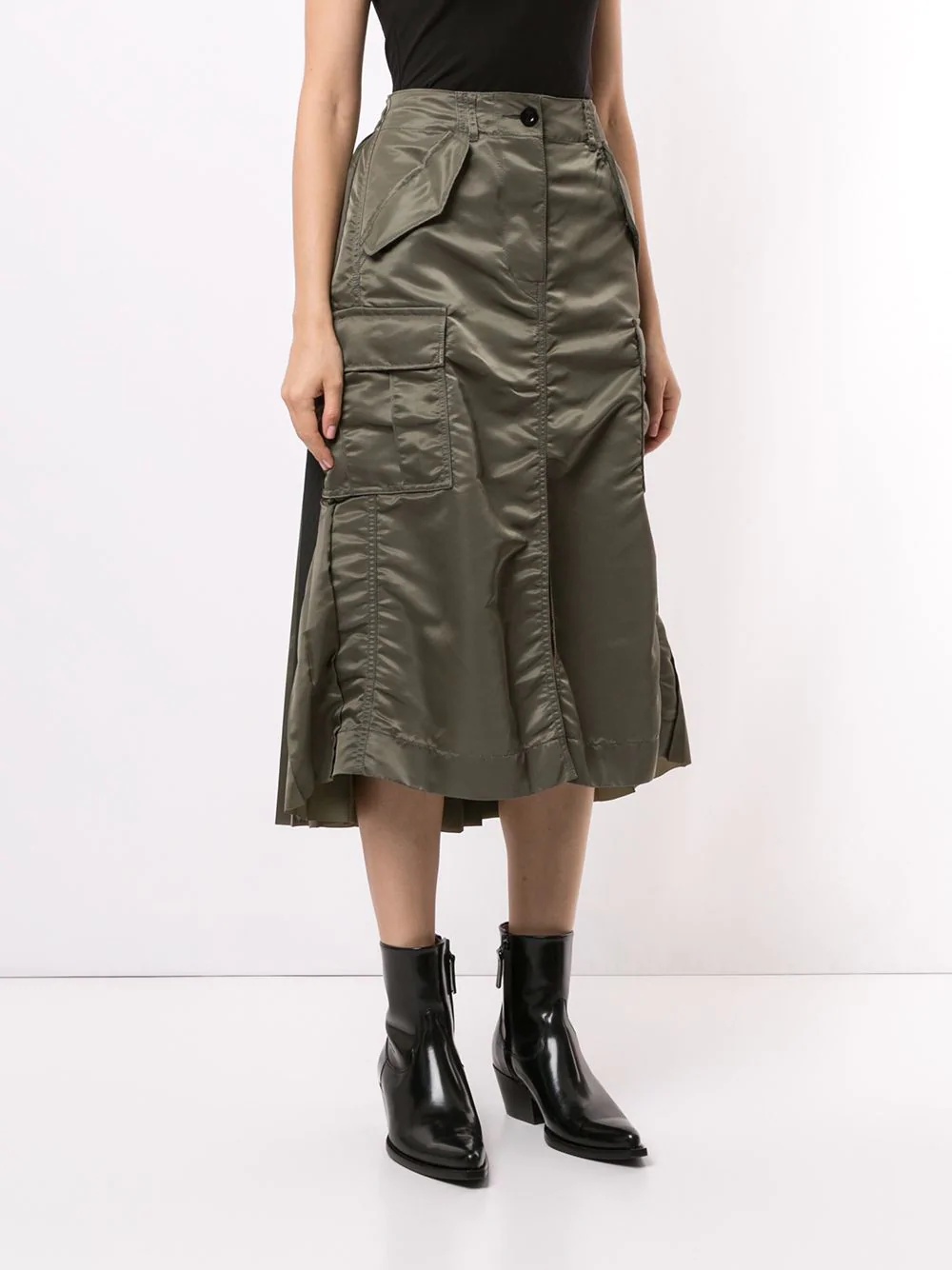 pleated contrast skirt - 3