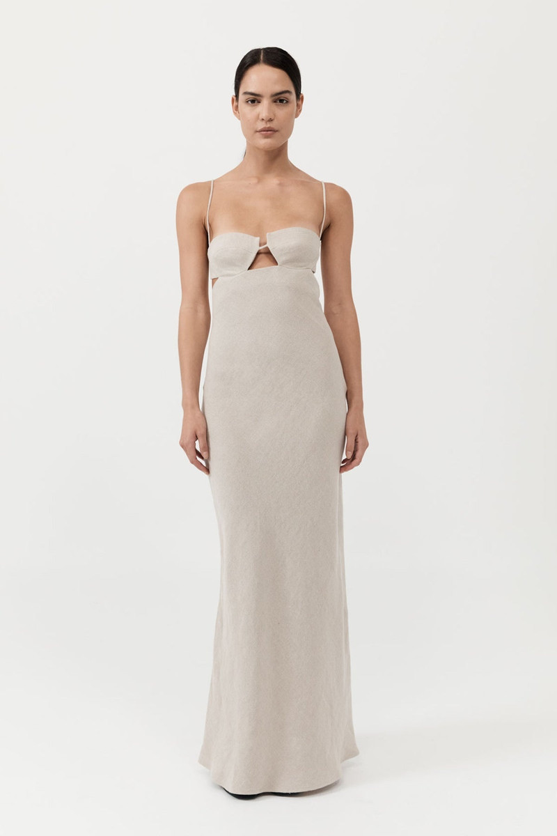 ST. AGNI Linen Resort Dress - Natural - R24-902NAT | REVERSIBLE