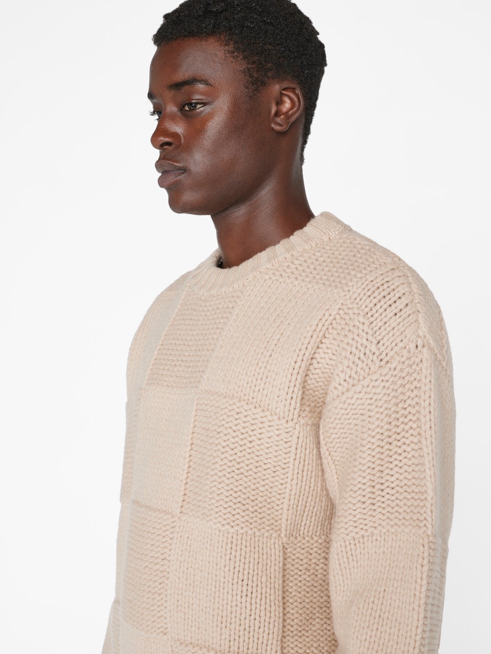 Grid Sweater in Oatmeal - 4
