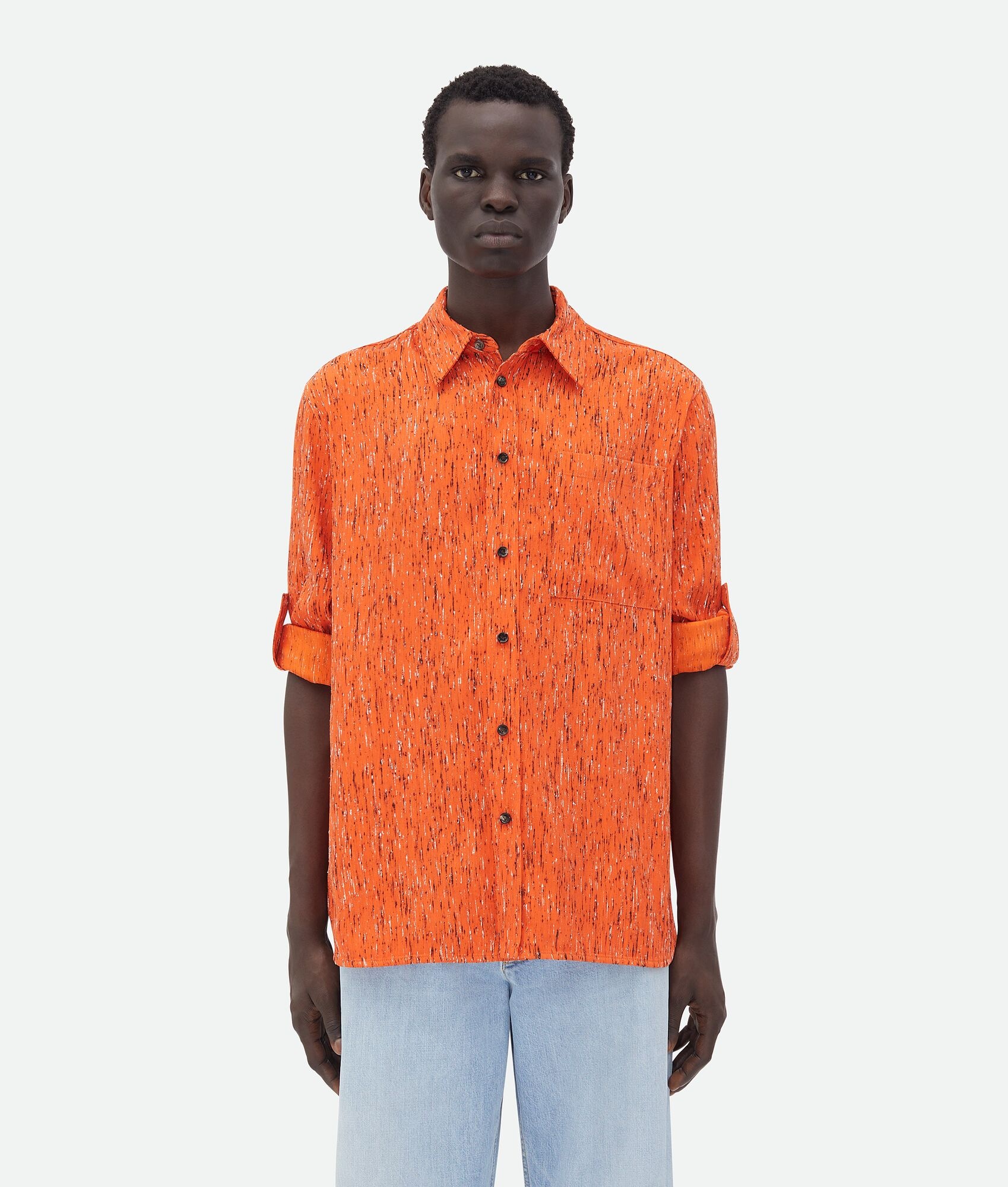 Textured Viscose Stripe Shirt With "BV" Embroidery - 4