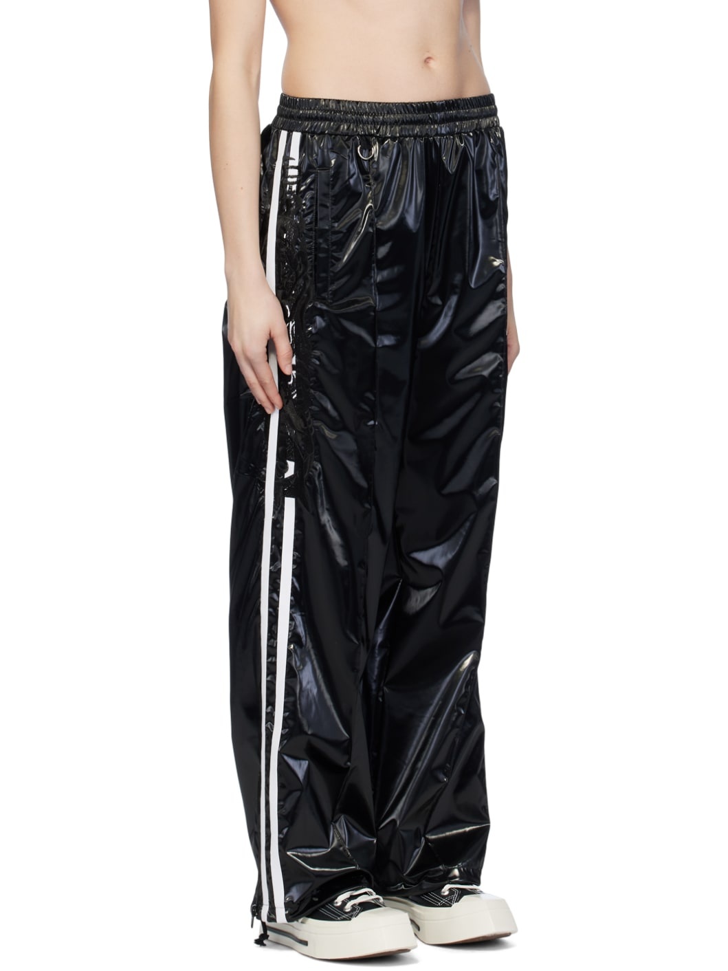 Black Embroidered Track Pants - 2