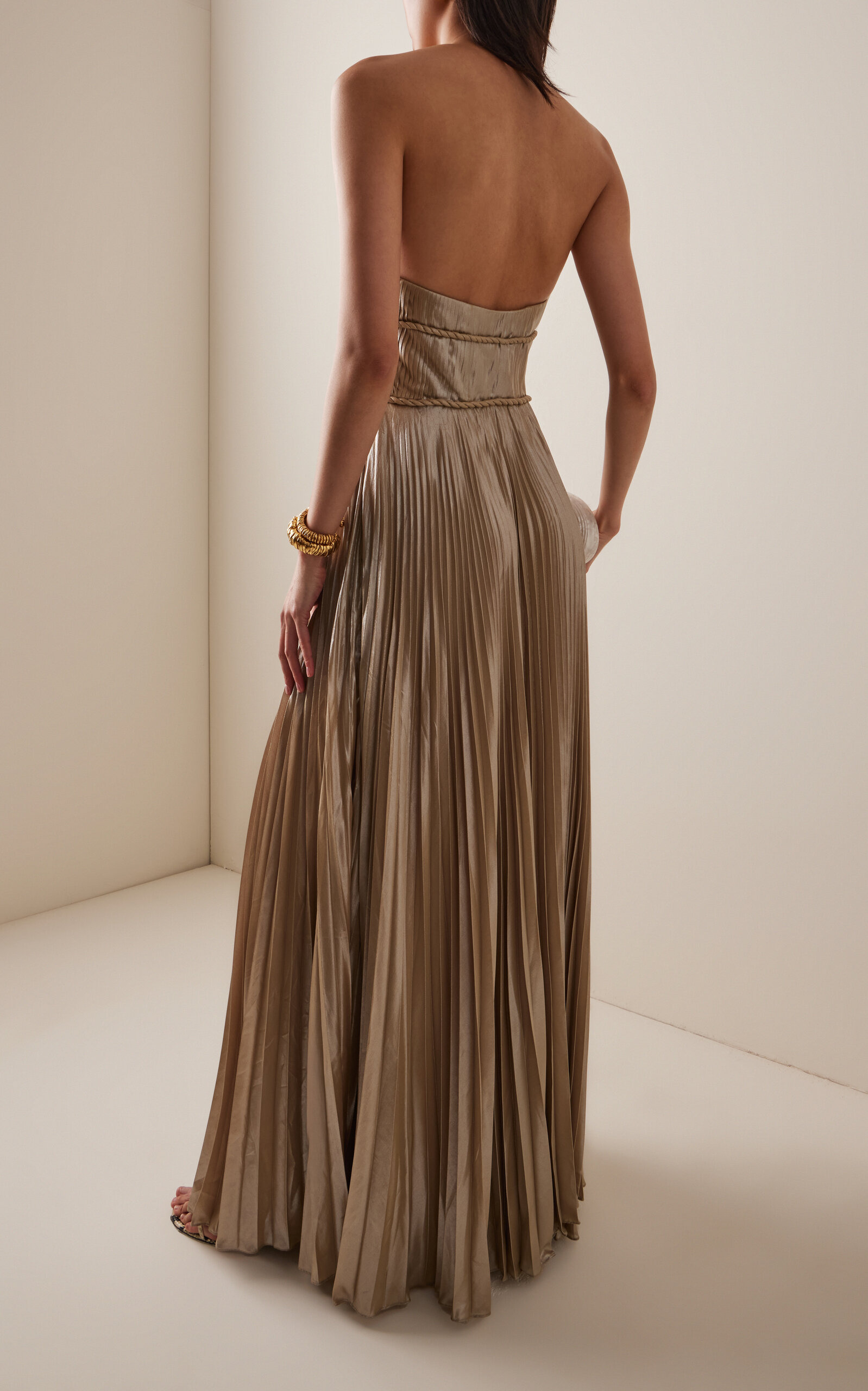 Eterna Plisse Foiled-Chiffon Gown gold - 4