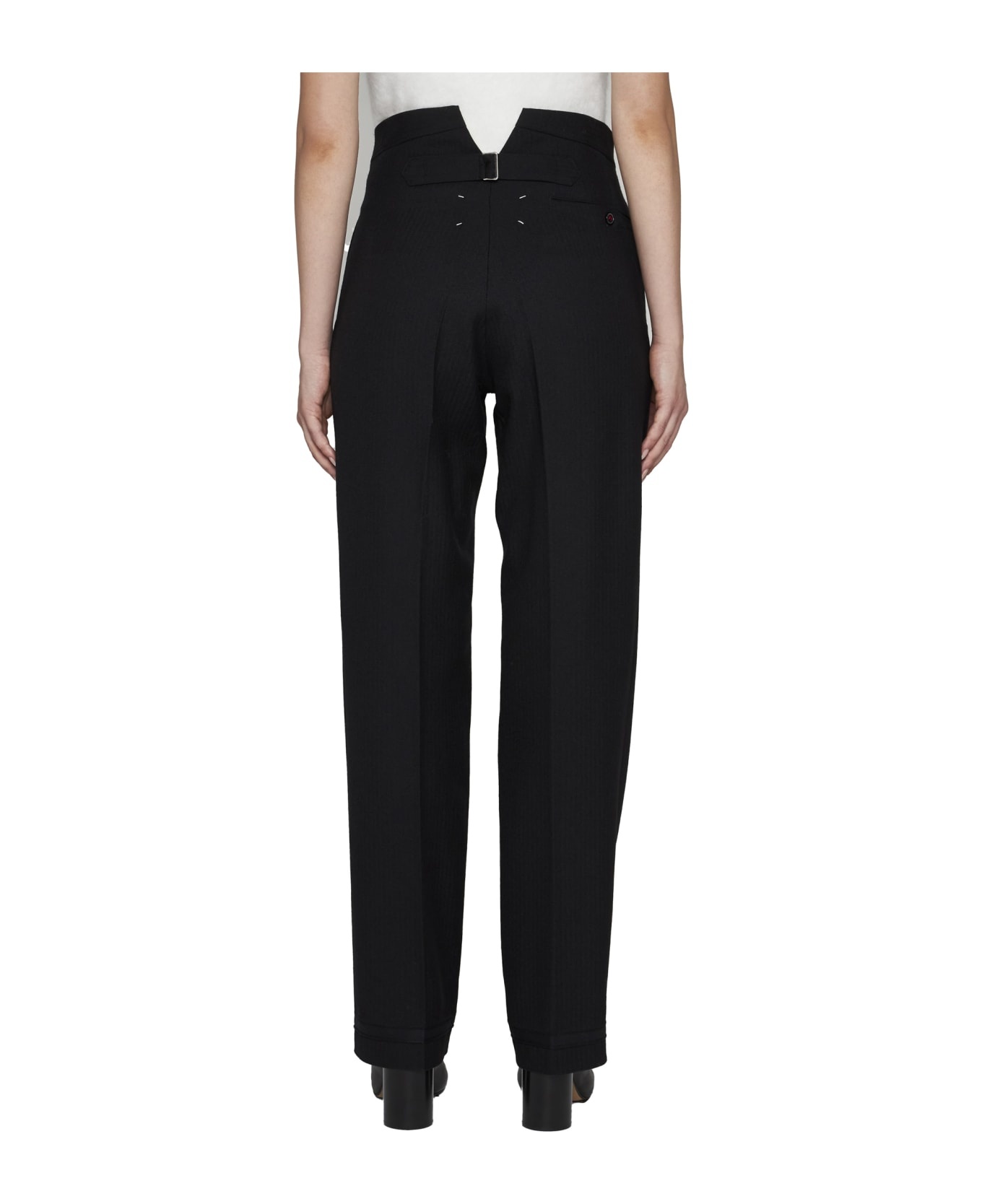 Herringbone Wool Pleated Trousers - 4