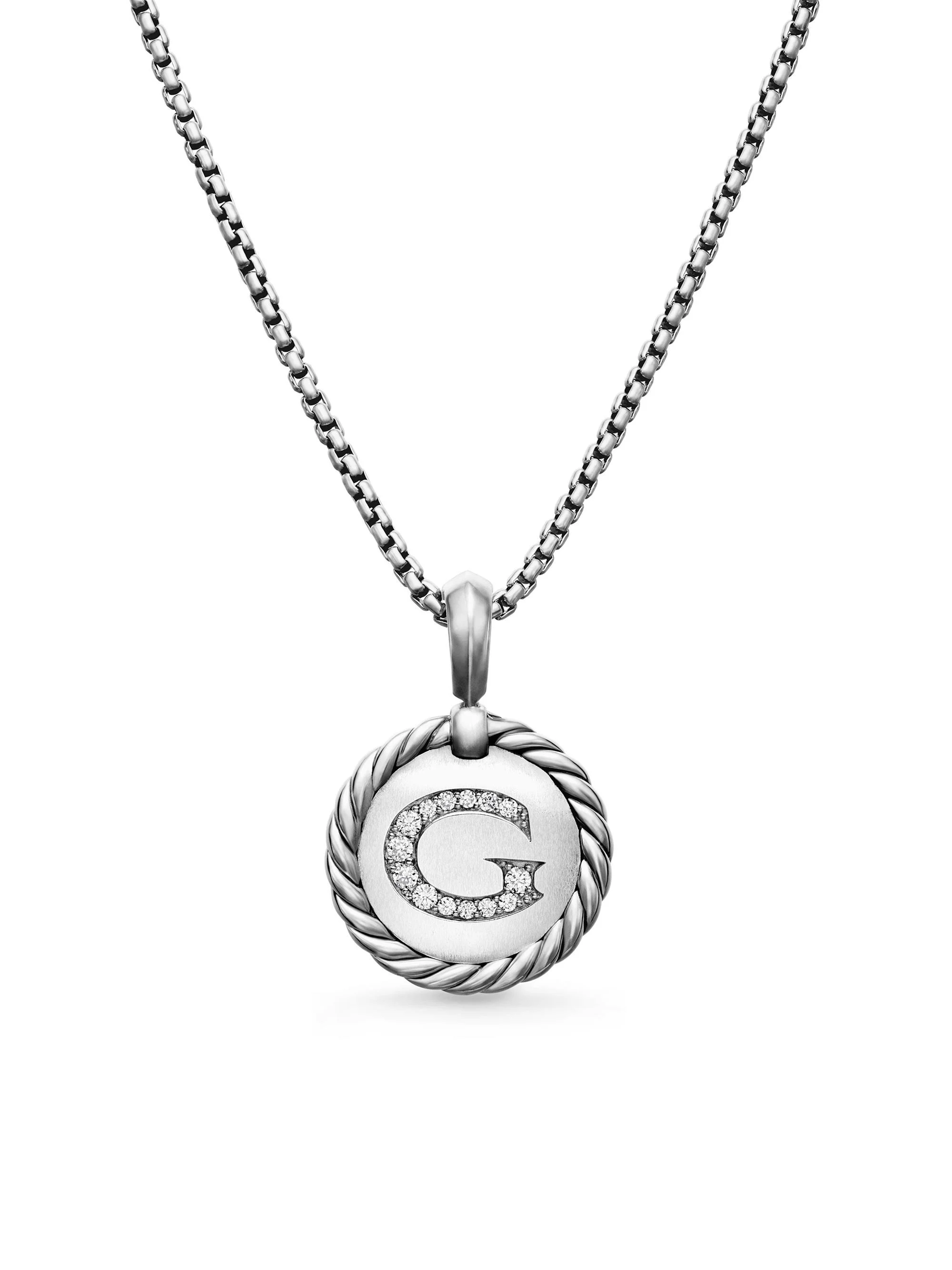 Women's Initial Charm Necklace in Sterling Silver - Initial G - 1