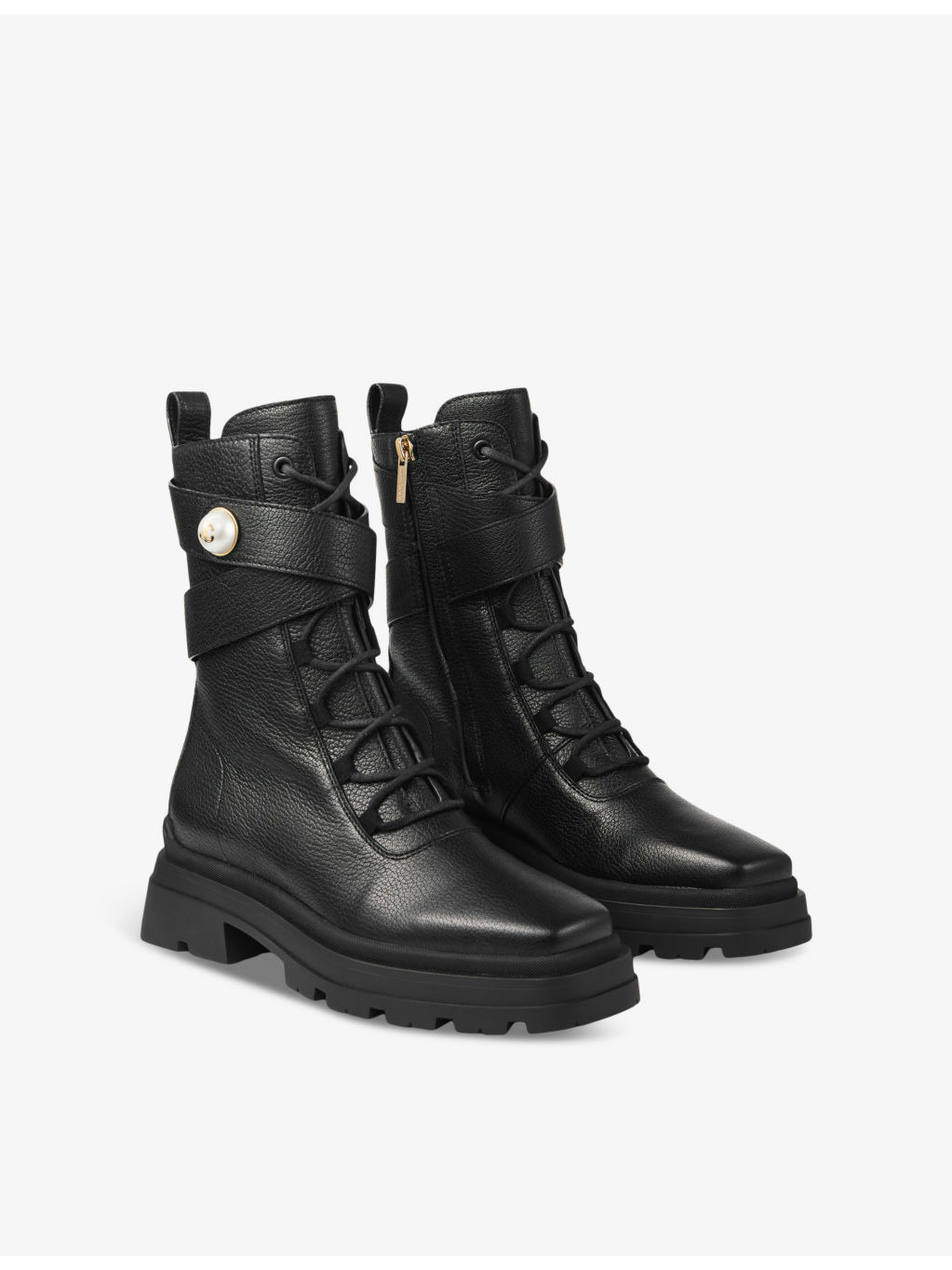 Noemi 45 logo-embellished grained-leather heeled ankle boots - 2
