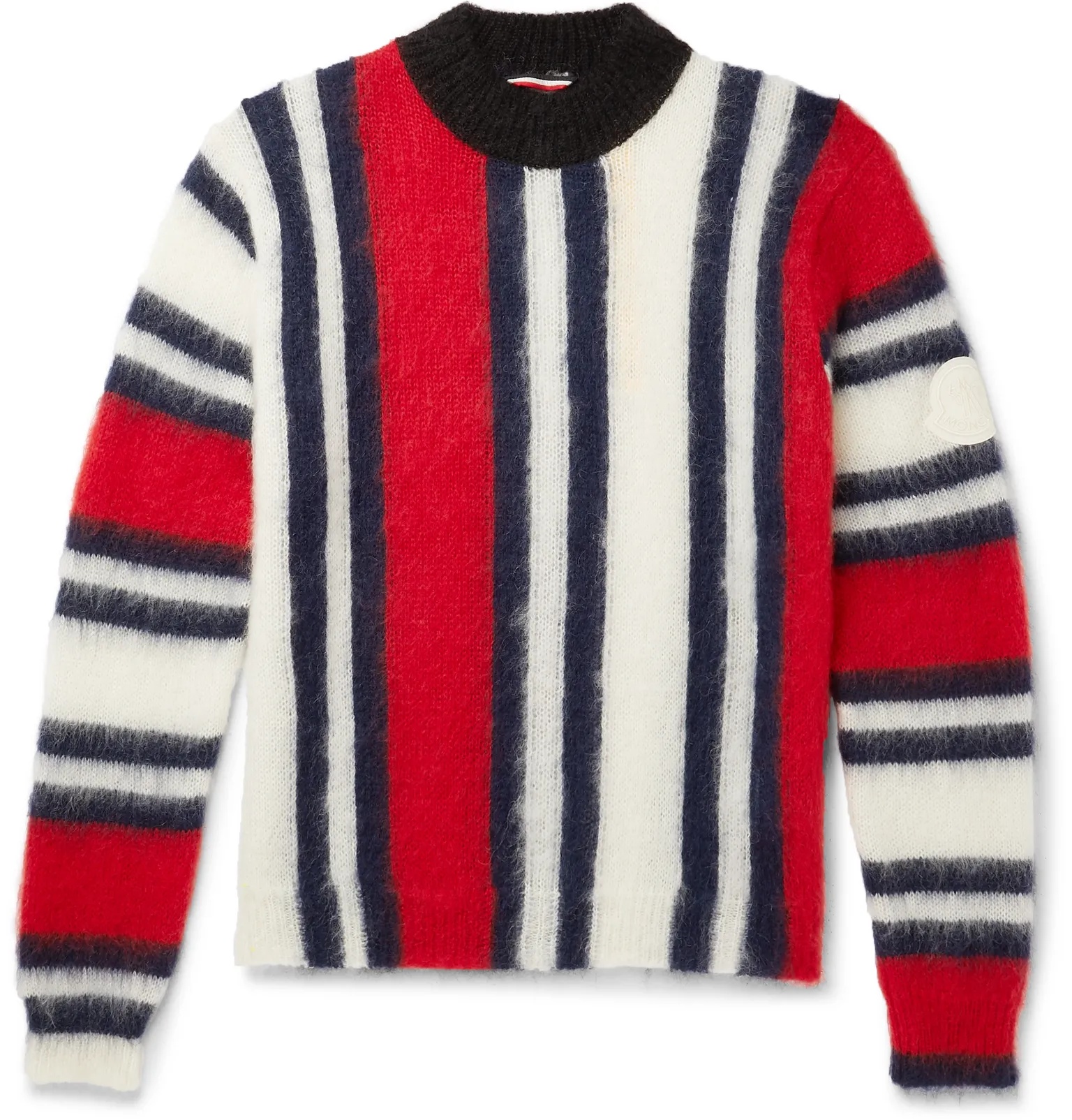 2 Moncler 1952 Striped Mohair-Blend Mock-Neck Sweater - 1