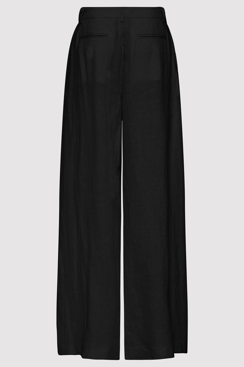 ST. AGNI Tailored Linen Pants - Black outlook