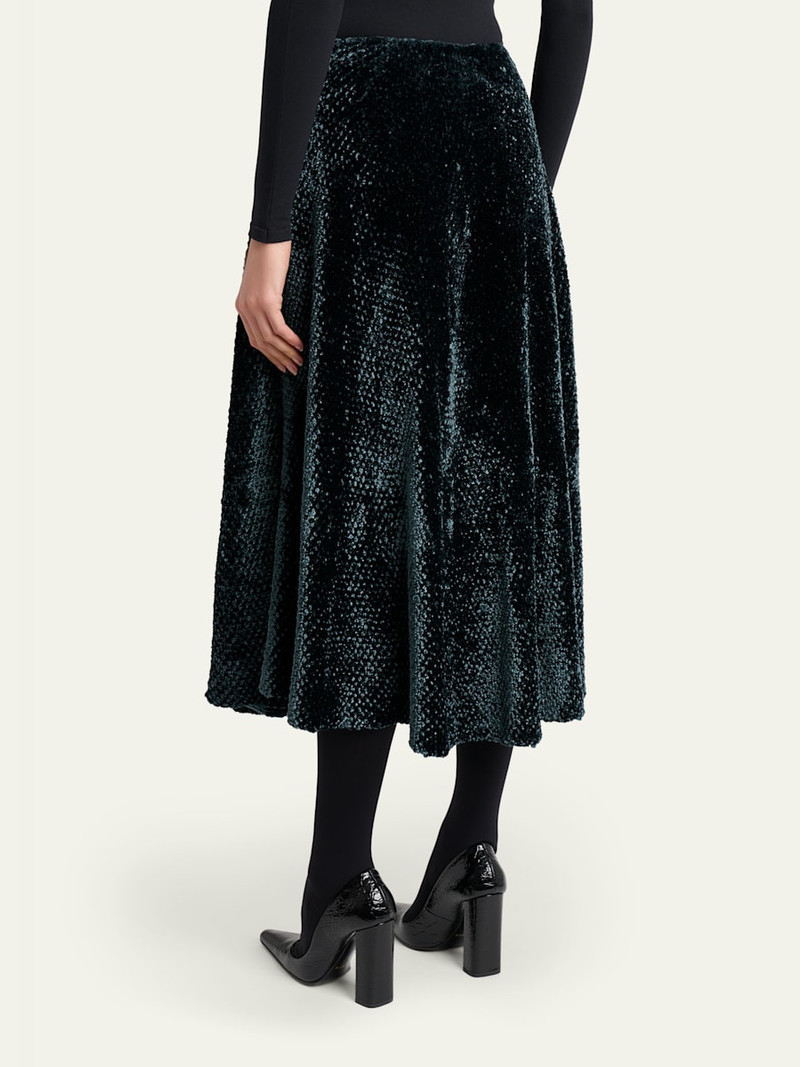 Velvet A-Line Midi Skirt 3