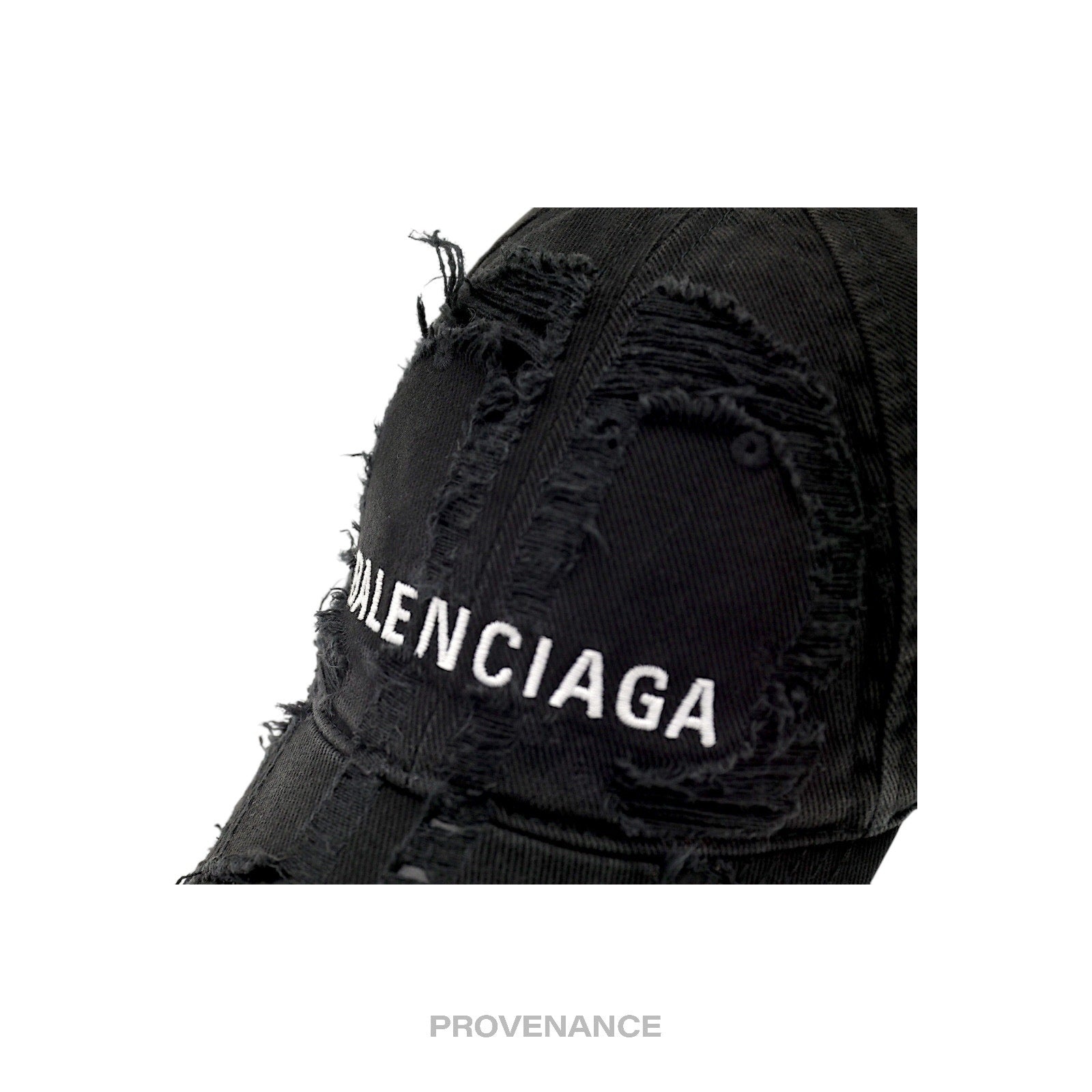 Balenciaga Embroidered Logo BB Lazer Destroyed Cap Black - 7