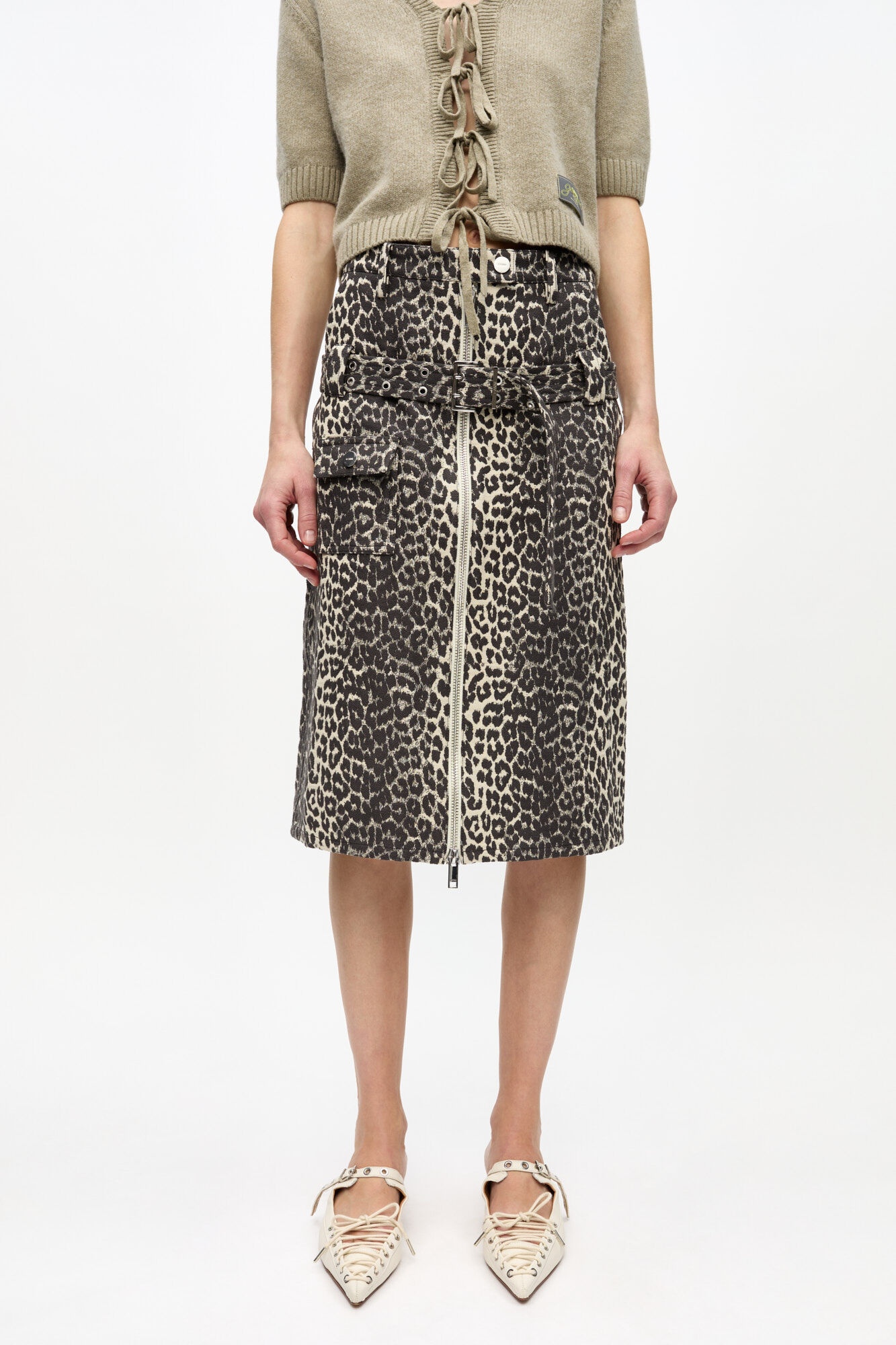 LEOPARD COTTON TWEED MIDI SKIRT - 3