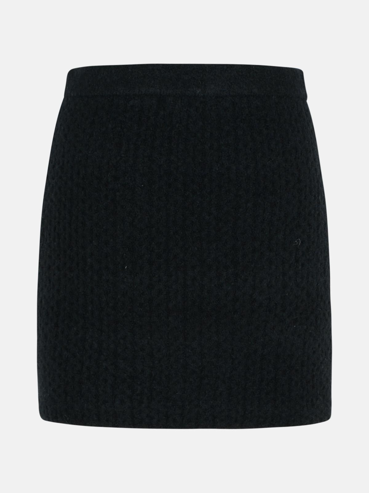 BLACK ALPACA BLEND SKIRT - 3