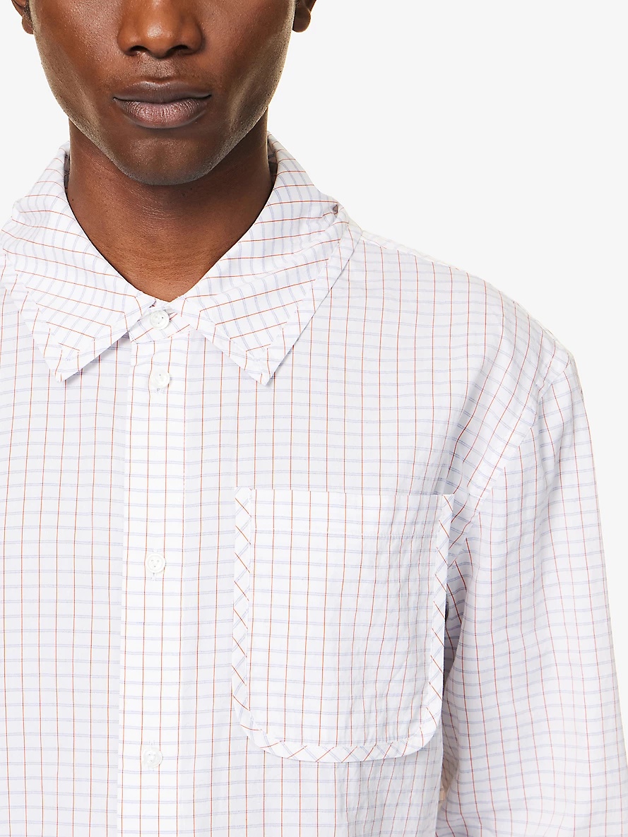 Checked pleated-cuff relaxed-fit cotton and silk-blend shirt - 5