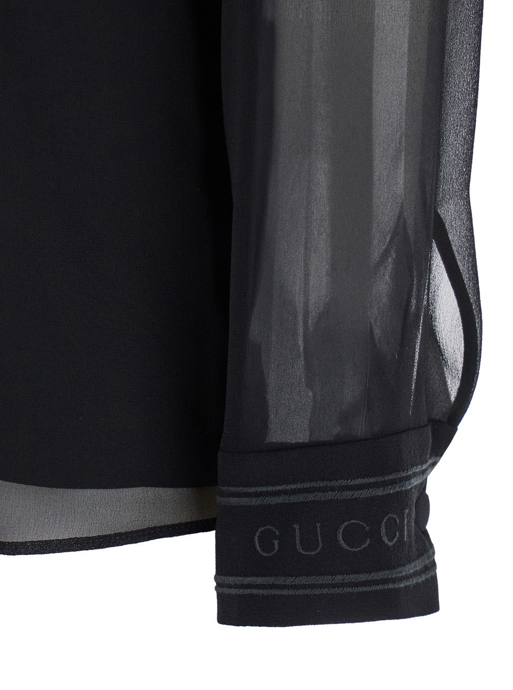 Gucci Women Black Blouse With High Pussy Bow Neck In Silk Georgette Woman - 3