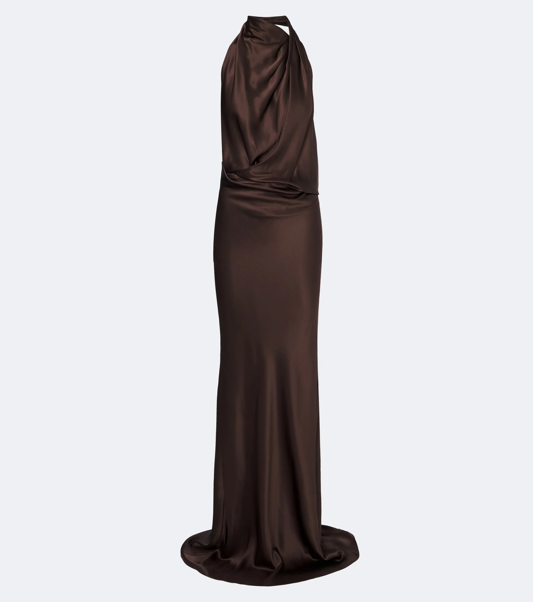 Draped open-back silk charmeuse gown - 1