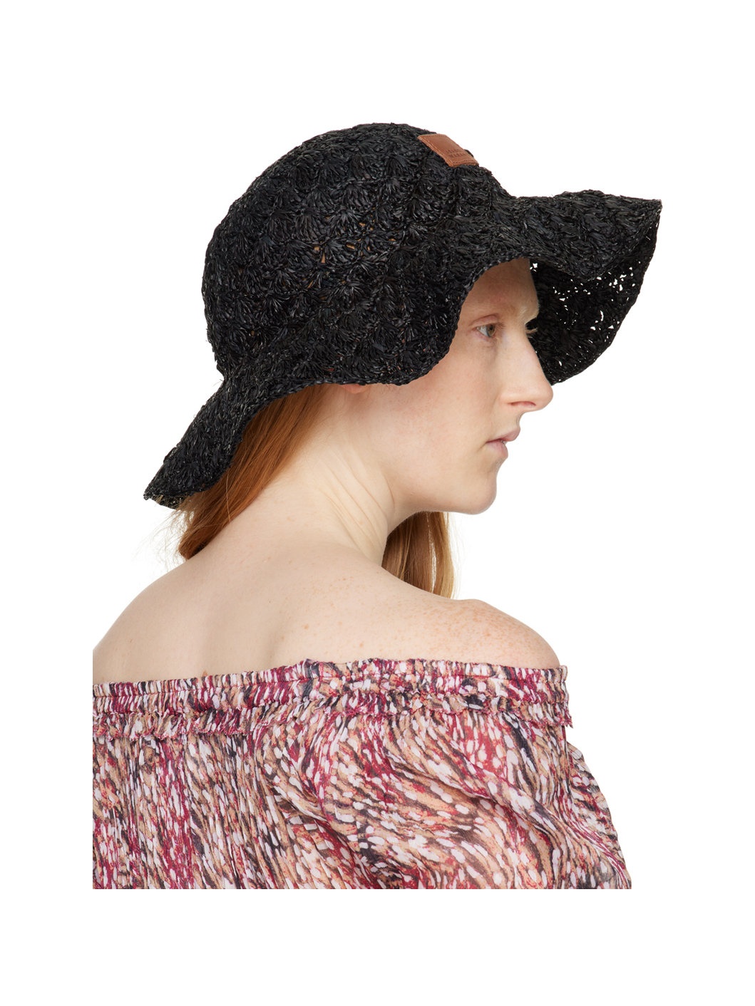 Black Tulum Raffia Hat - 3