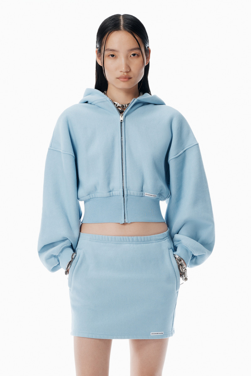 Light Blue Cropped Zip-Up Hoodie 2