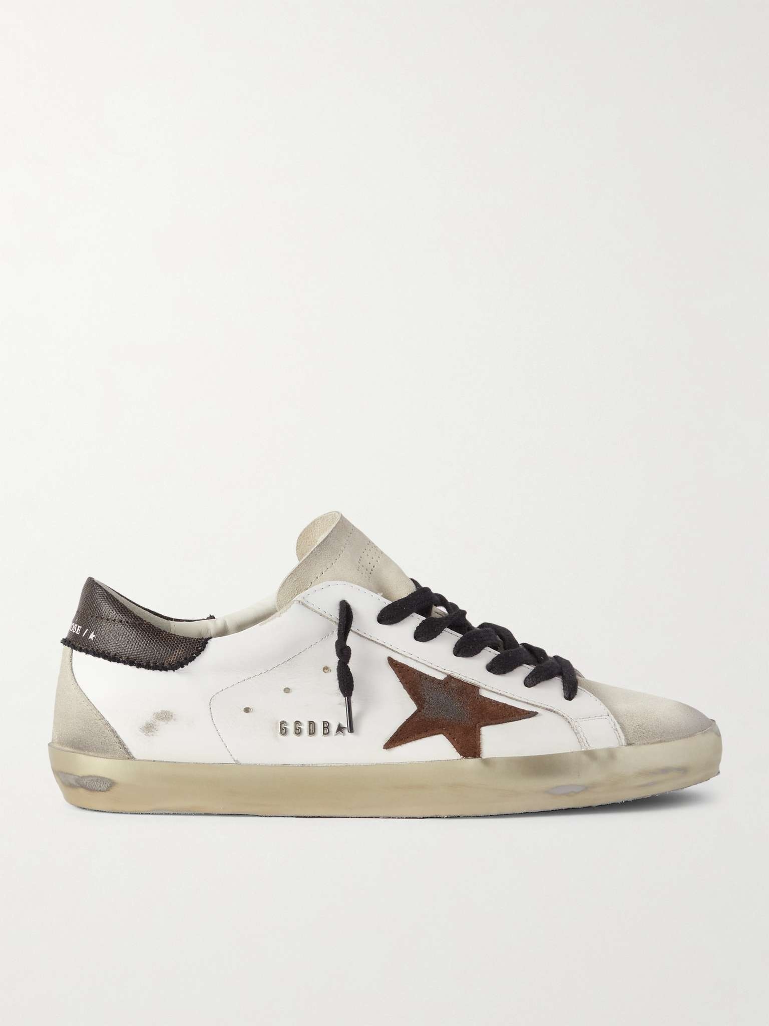 Superstar Distressed Leather and Suede Sneakers - 1