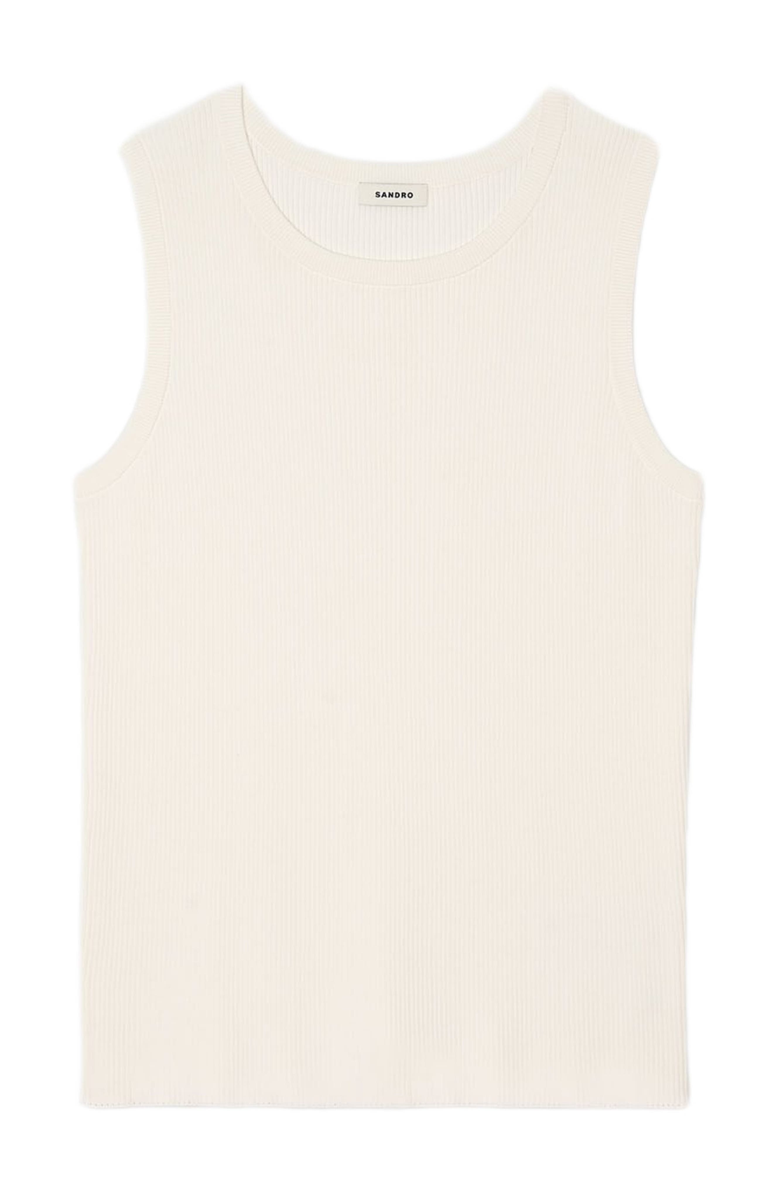 SANDRO Rib knit vest top in Optic White at Nordstrom - 5