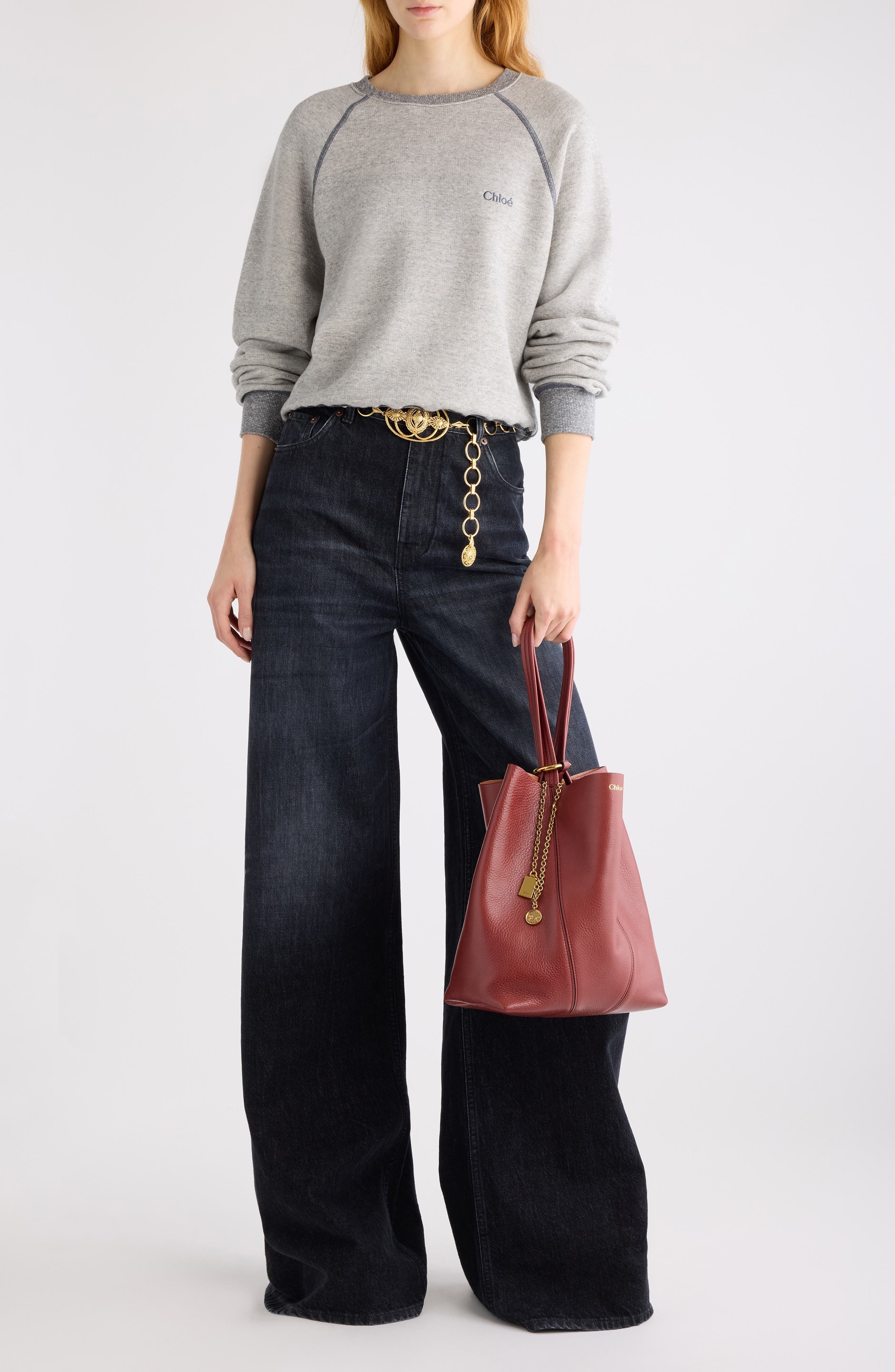 Chloé High Waist Wide Leg Jeans in Onyx Black at Nordstrom - 2