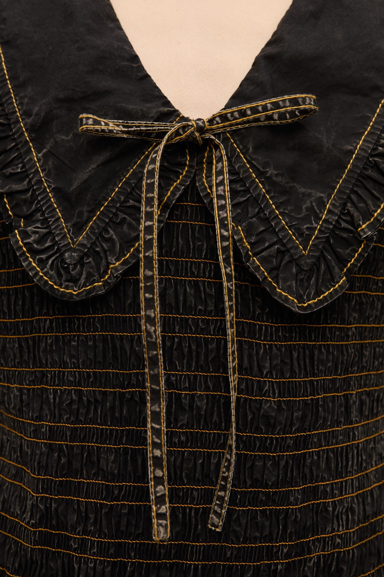 BLACK WASHED SMOCK DRESS - 5