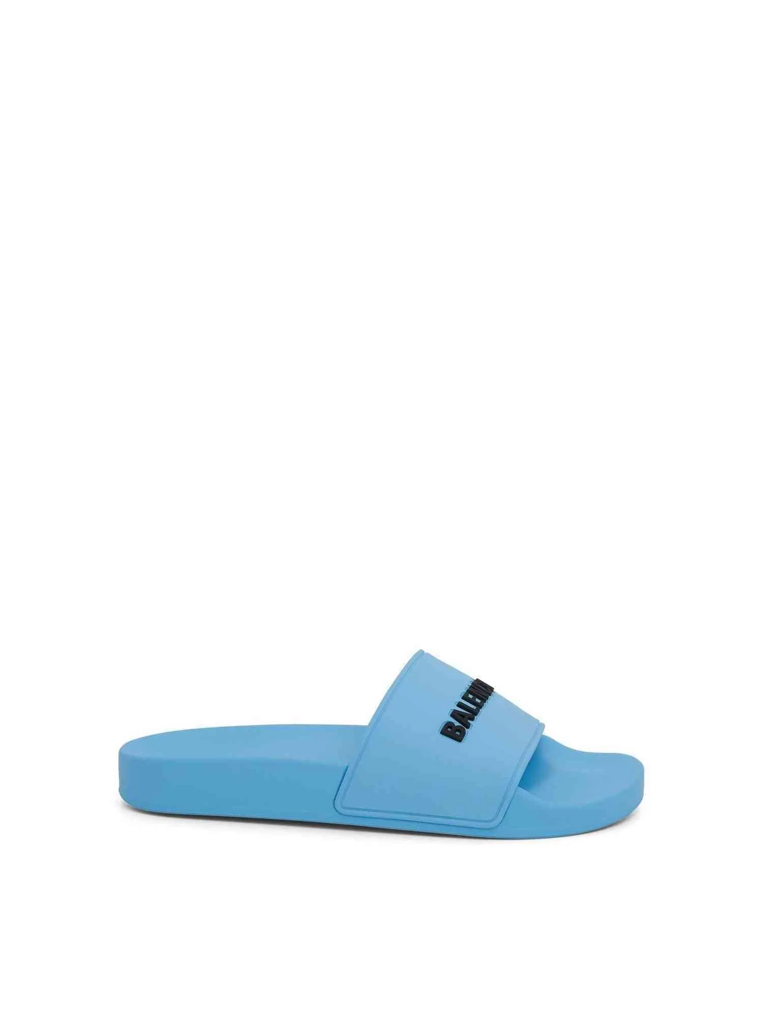 3D Logo Pool Slide Sandal in Sky Blue/Black - 1