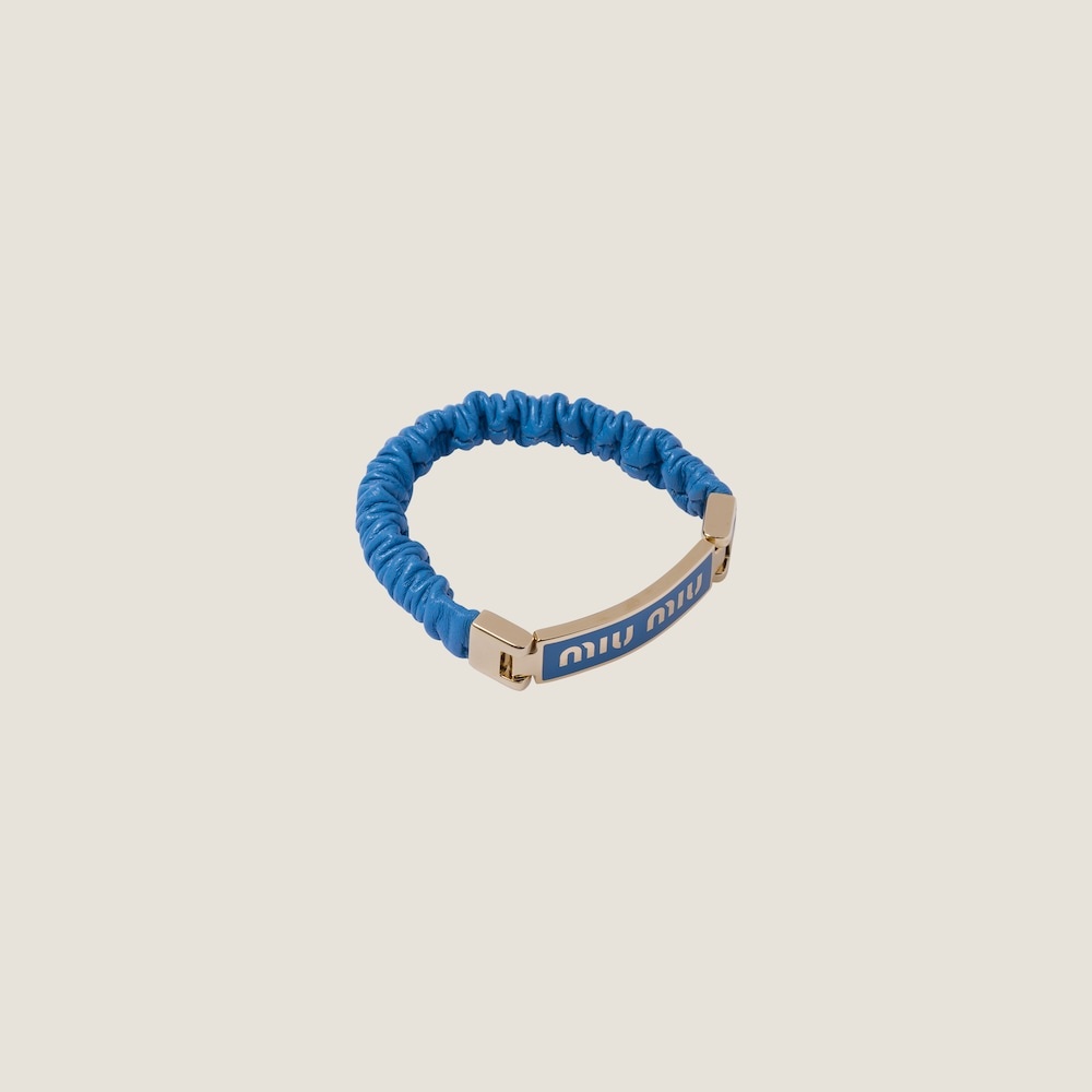 Nappa leather and metal bracelet with logo - 2