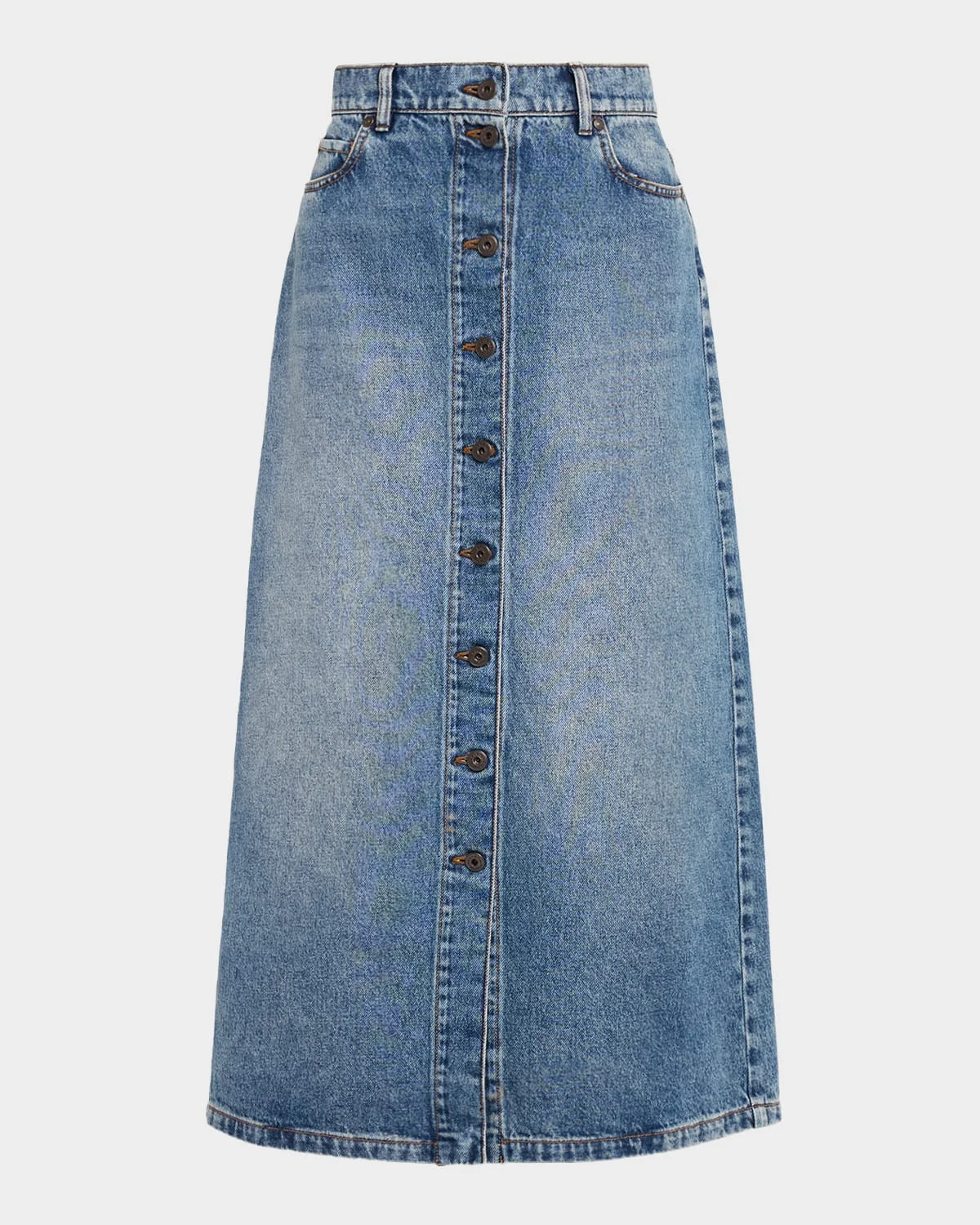 Asti A-Line Cotton Denim Midi Skirt - 1