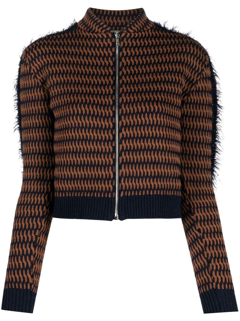 cropped patterned-jacquard jacket 1