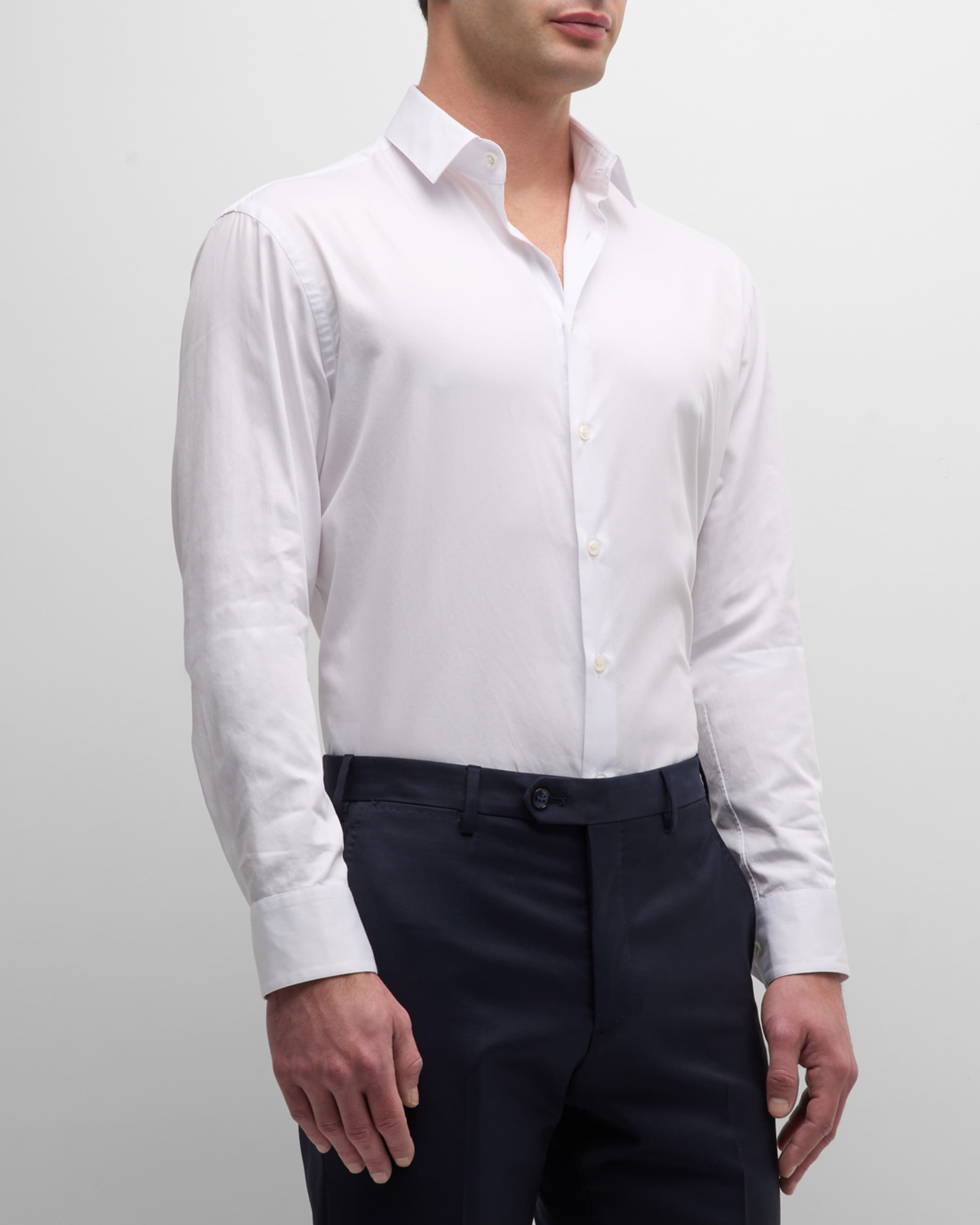 Men's Solid Cotton Sport Shirt - 2