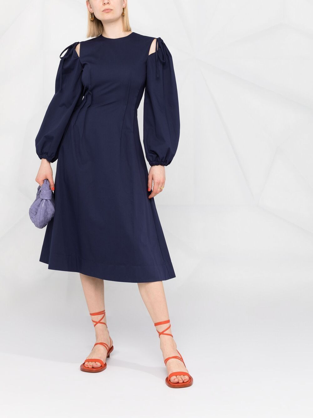 long-sleeve A-line dress - 2