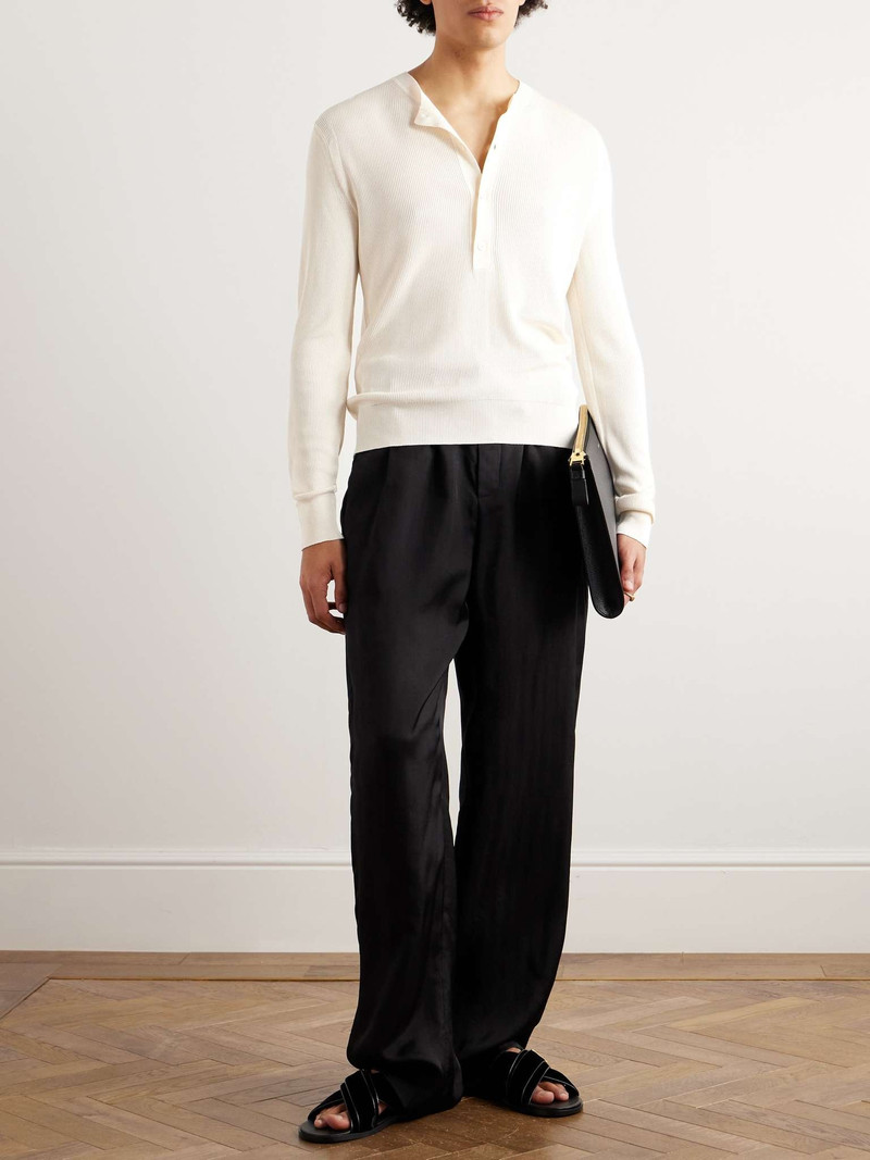 TOM FORD Ribbed Silk-Blend Henley Shirt outlook