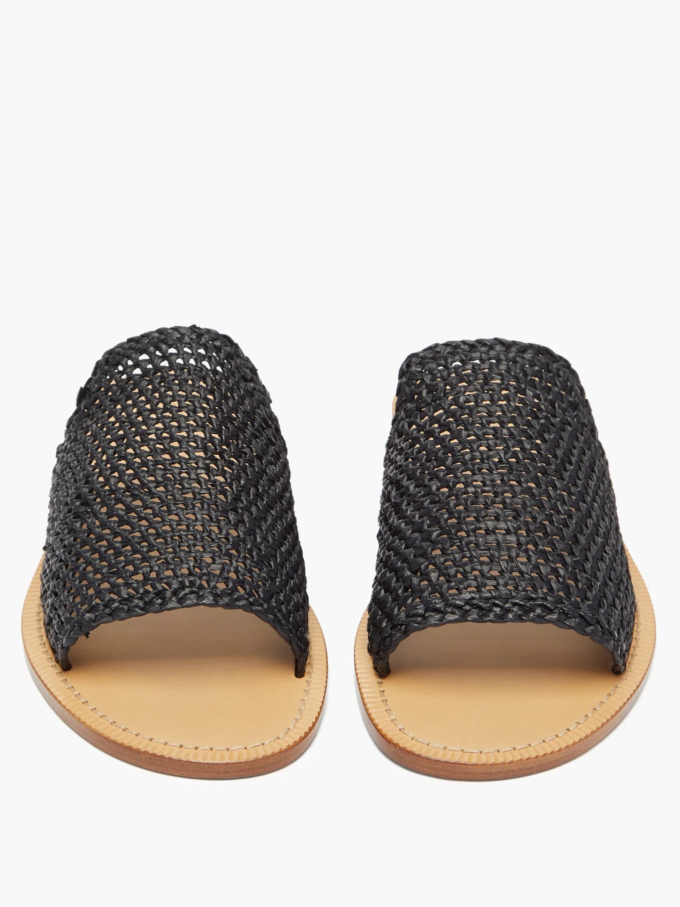 Braided faux-raffia slides - 5