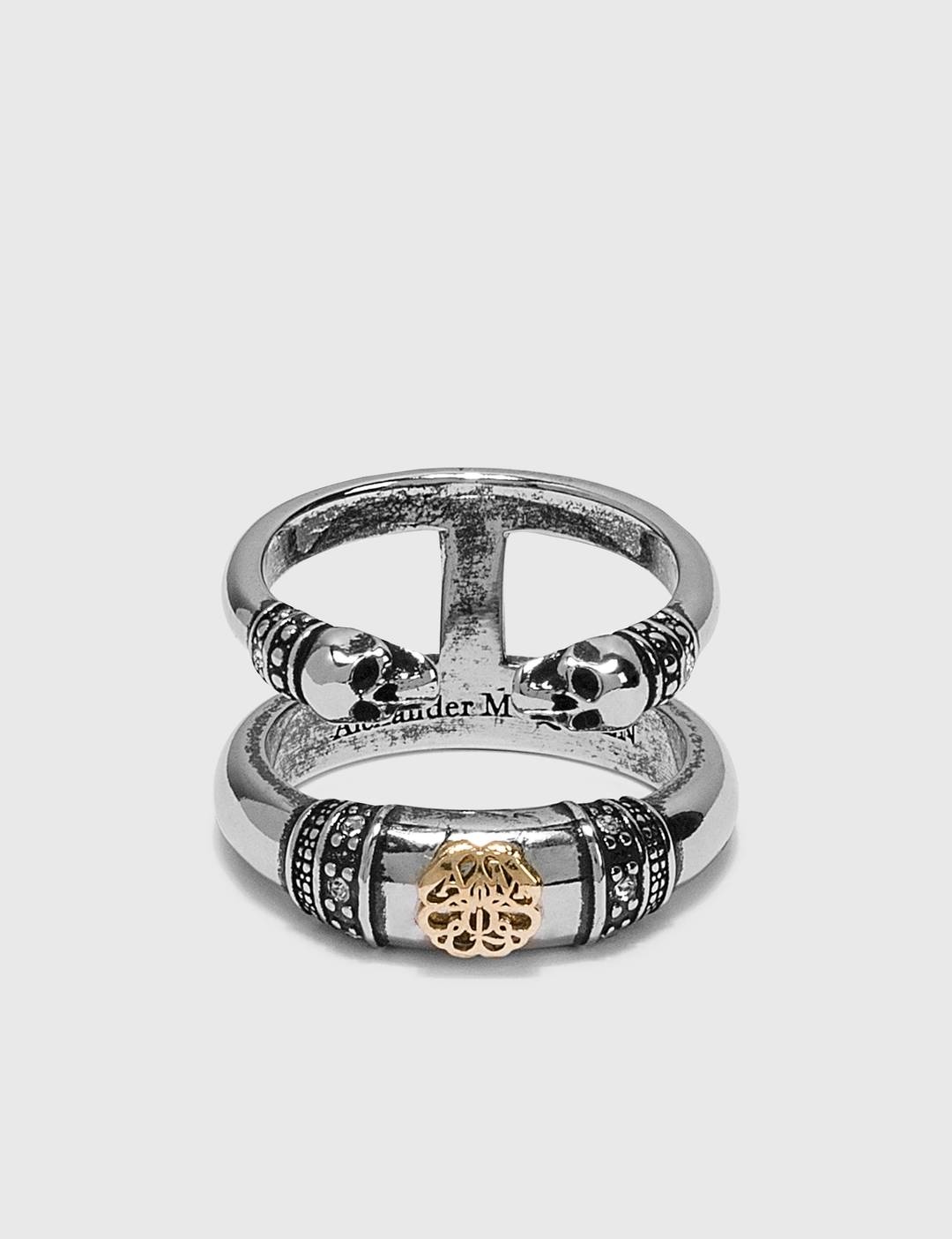 Skull and Charm Seal Double Ring - 2