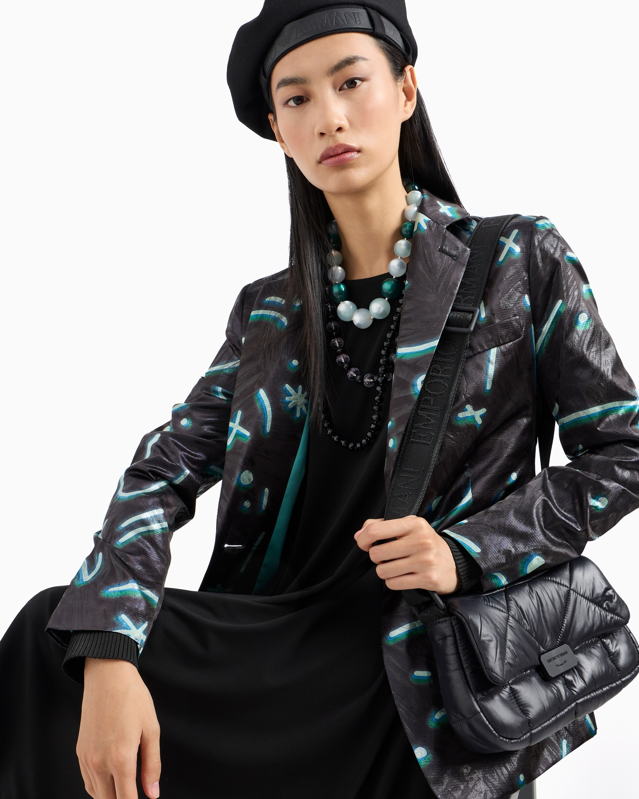 Single-breasted blazer in lurex fabric with an all-over Starry Sky print - 6