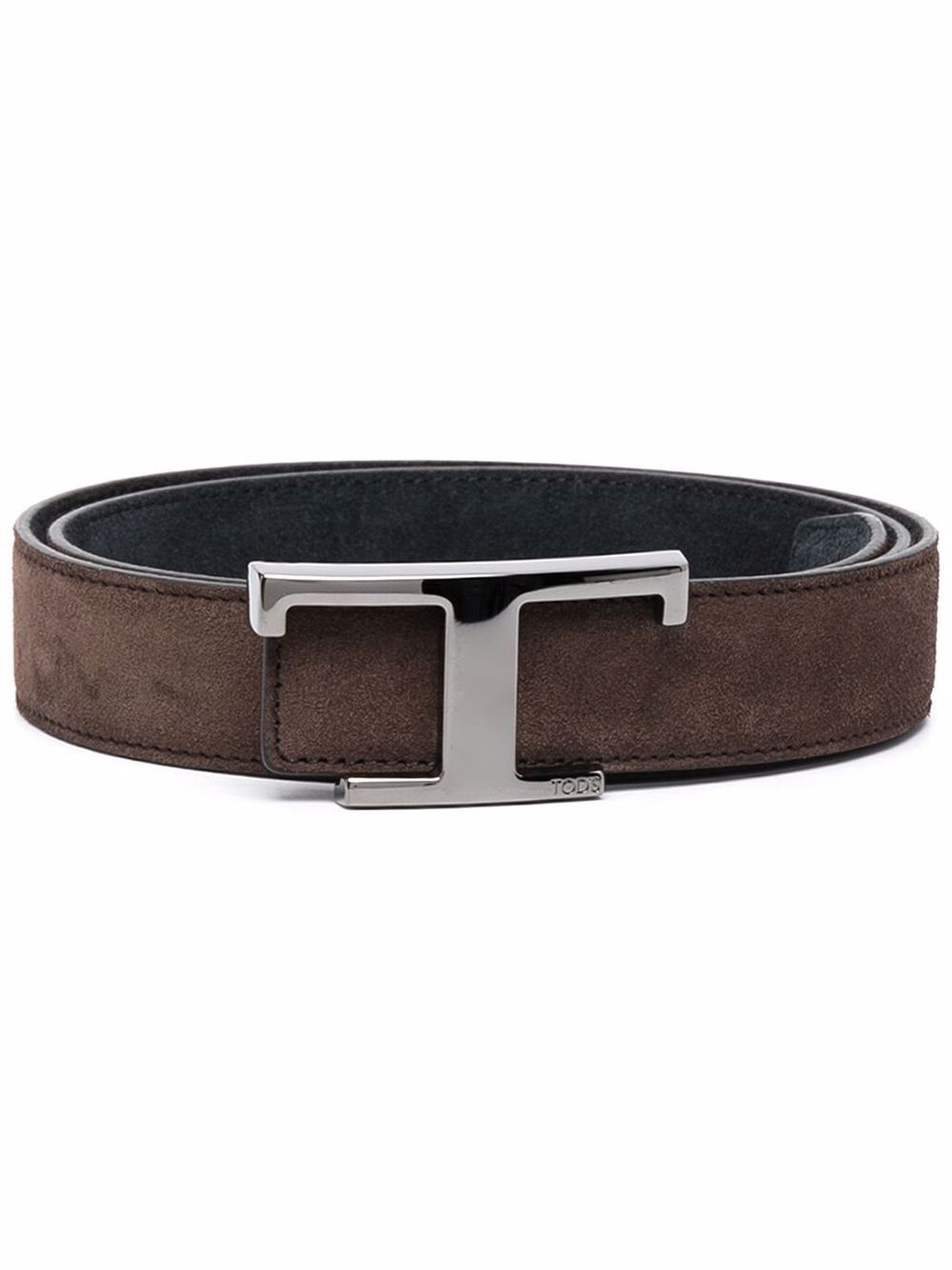 logo-buckle suede belt - 1