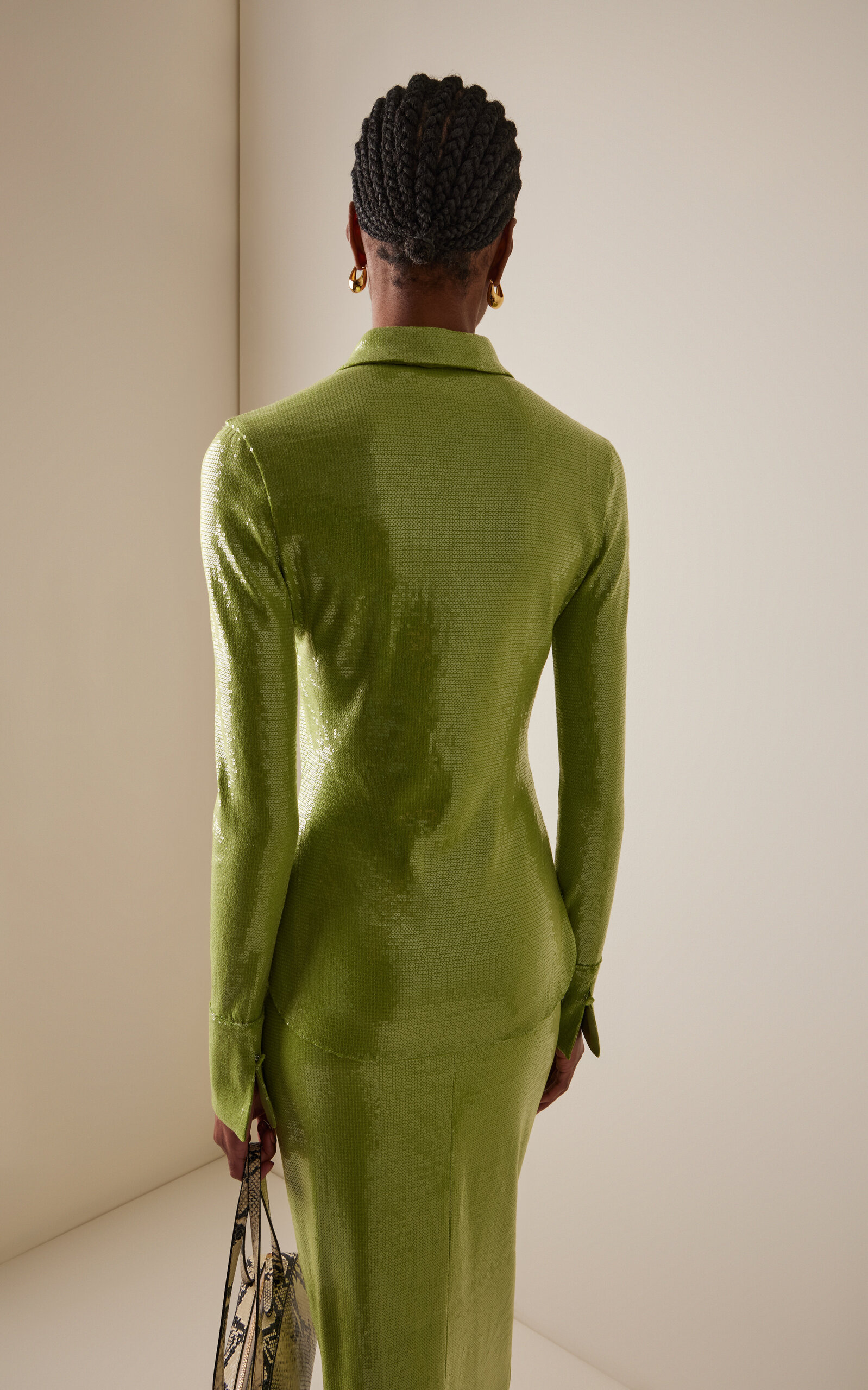 Sequined Jersey Shirt green - 4