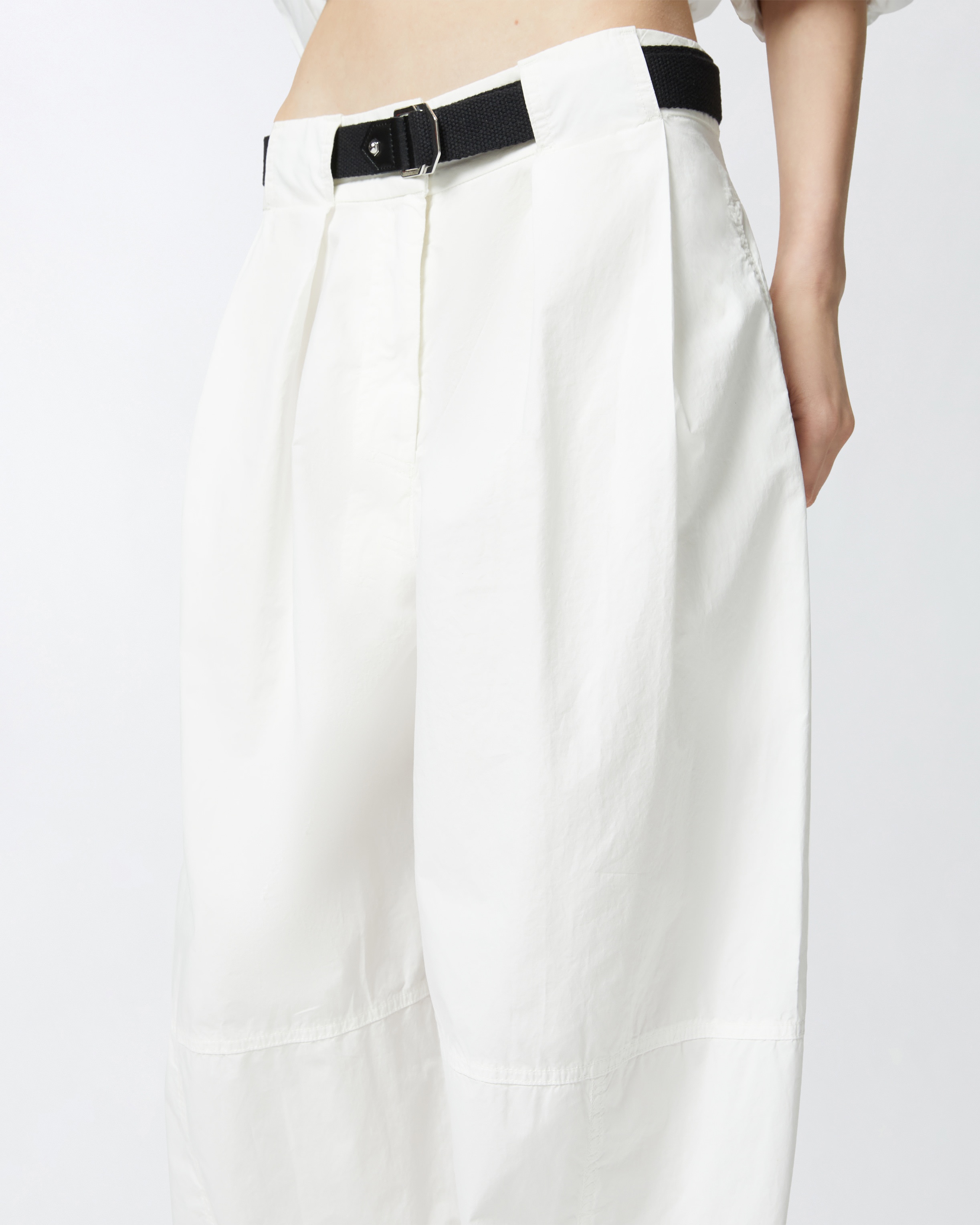 WIDE COTTON TROUSERS WITH BELT - 5